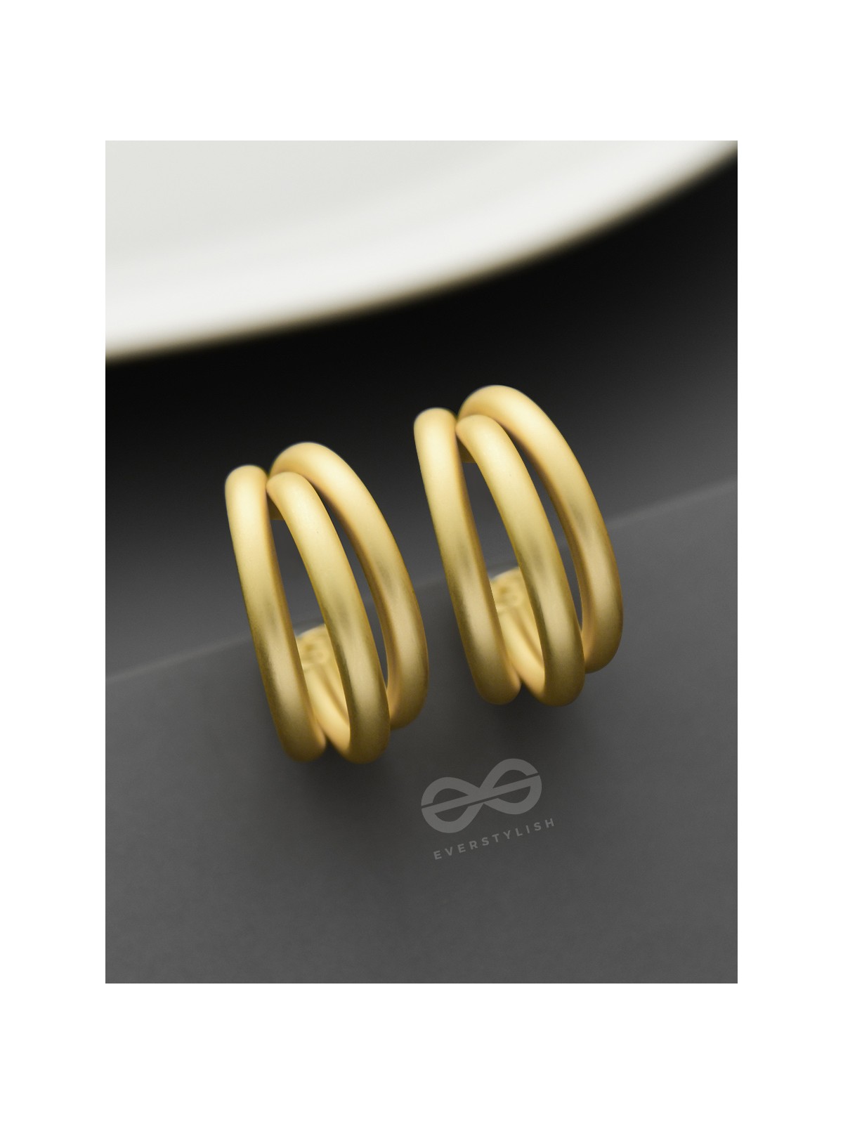 The Elegant Turns - Matte Finished Golden Hoops