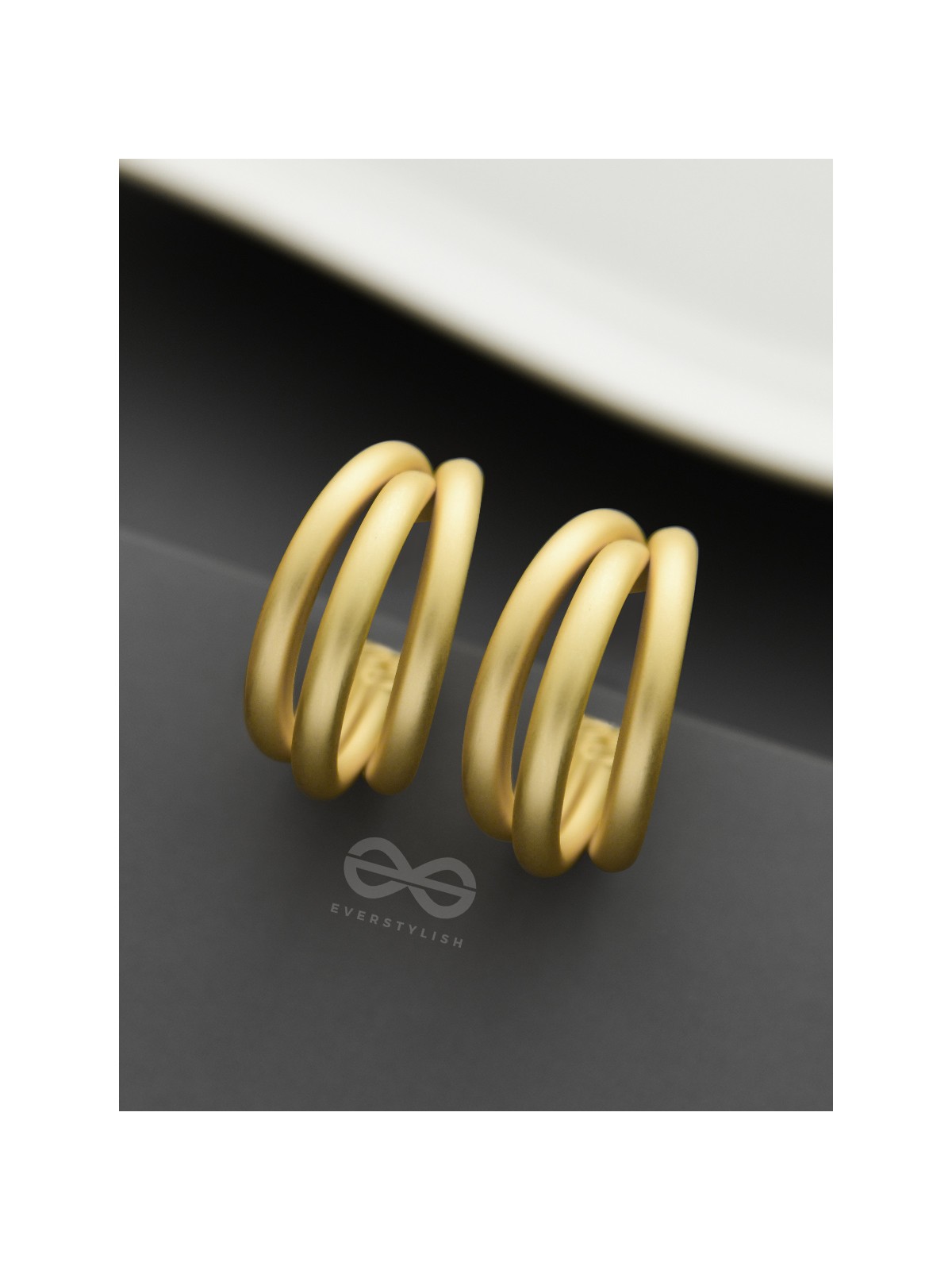 The Elegant Turns - Matte Finished Golden Hoops