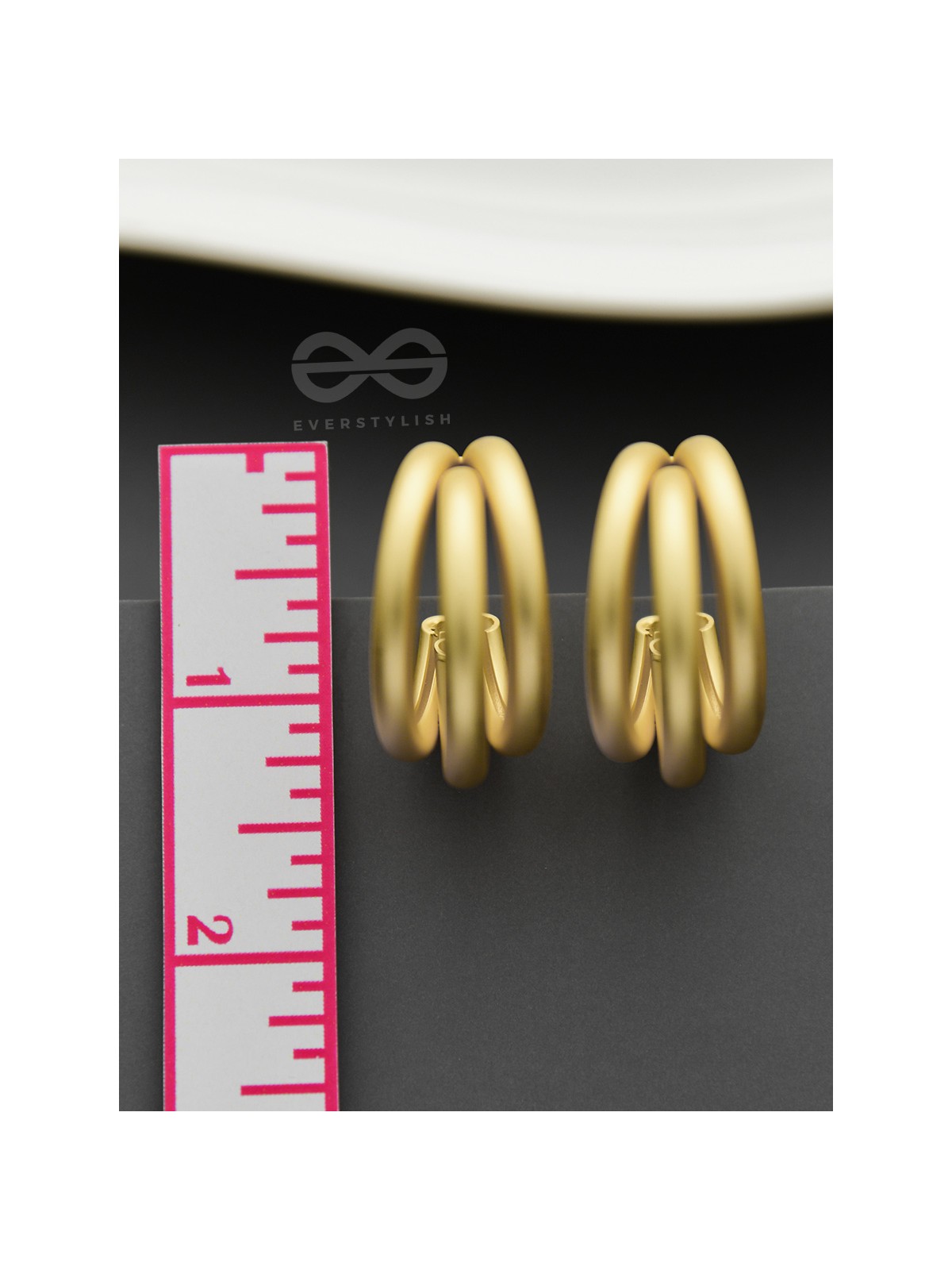 The Elegant Turns - Matte Finished Golden Hoops