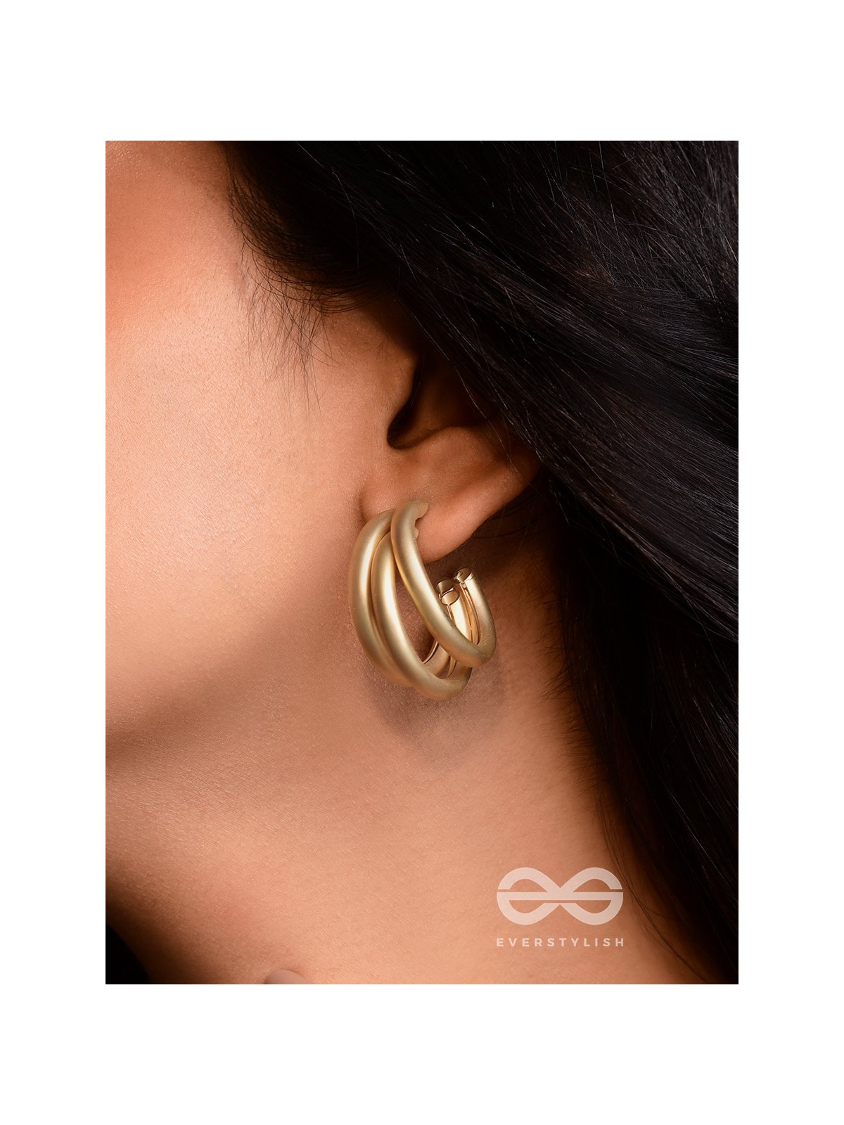 The Elegant Turns - Matte Finished Golden Hoops