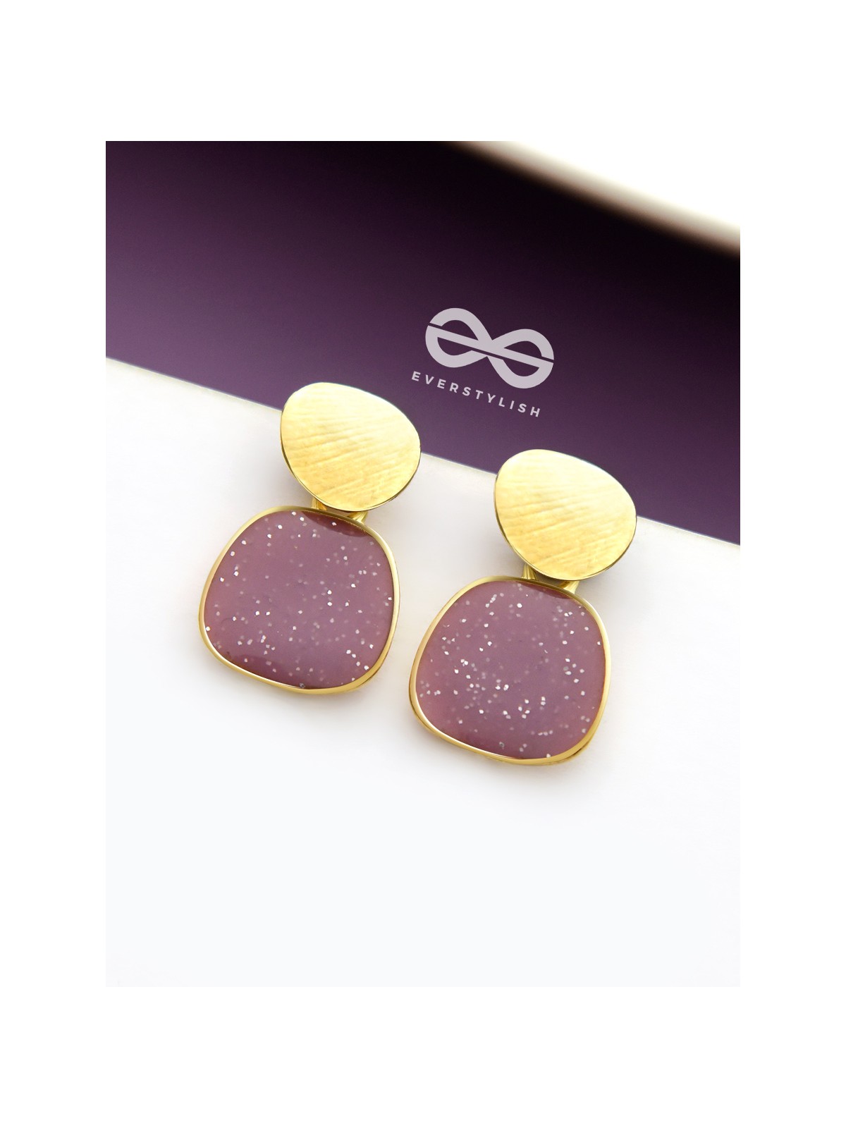 The Classy  Shimmer - Statement Golden Earrings (Burgundy)