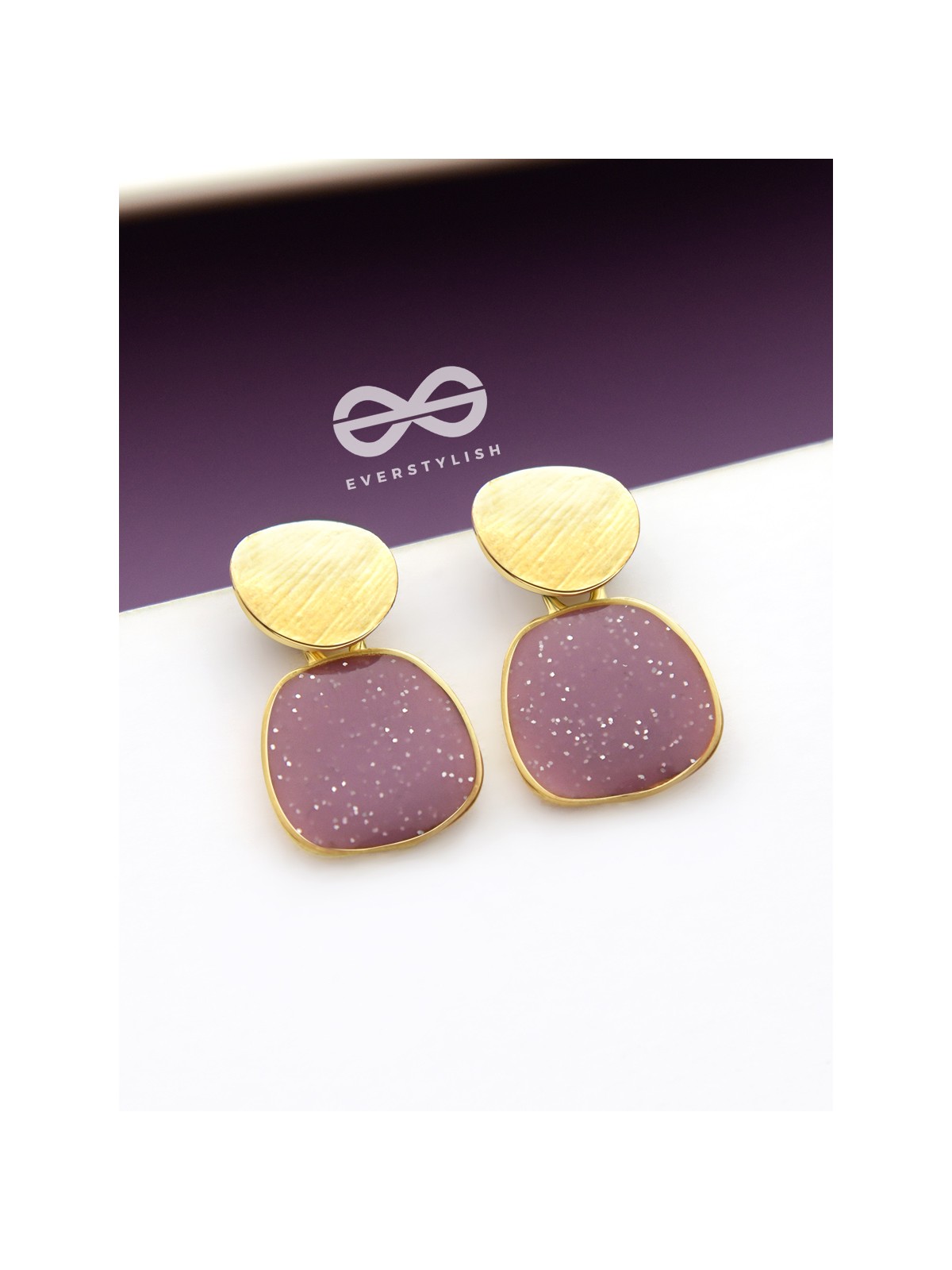 The Classy  Shimmer - Statement Golden Earrings (Burgundy)