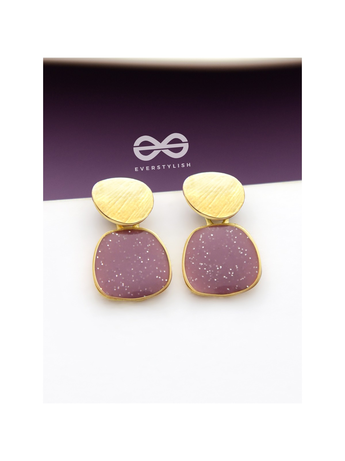 The Classy  Shimmer - Statement Golden Earrings (Burgundy)