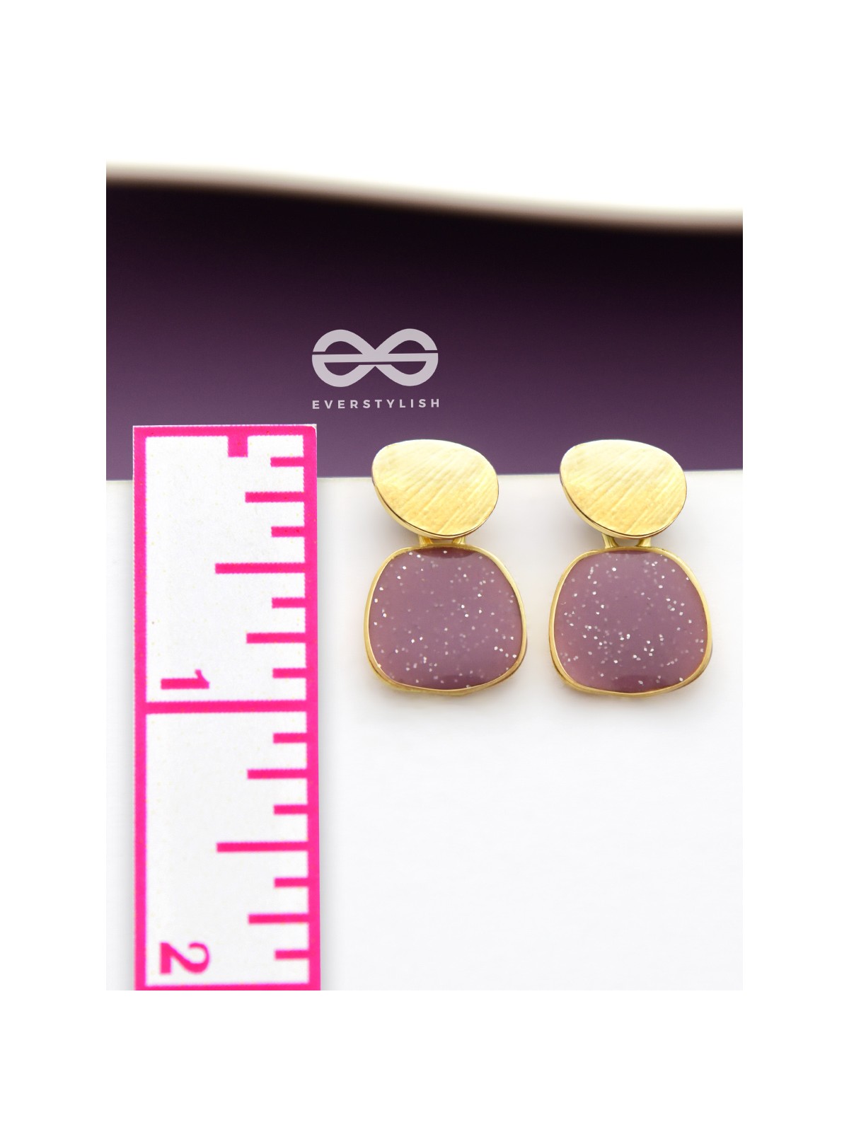 The Classy  Shimmer - Statement Golden Earrings (Burgundy)