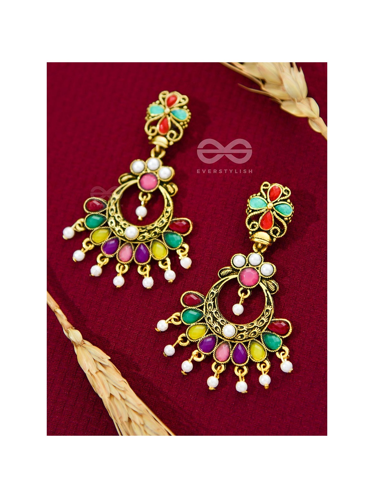 The Embellished Glamour - Golden Statement Earrings