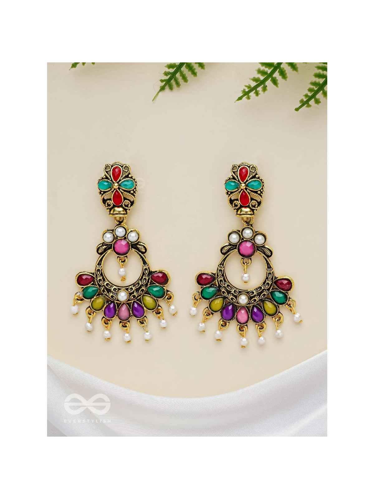 The Embellished Glamour - Golden Statement Earrings