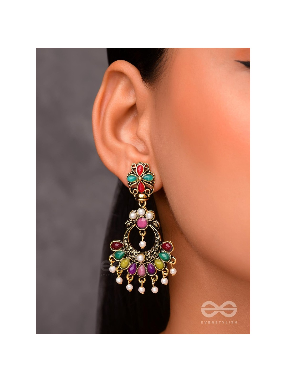 The Embellished Glamour - Golden Statement Earrings