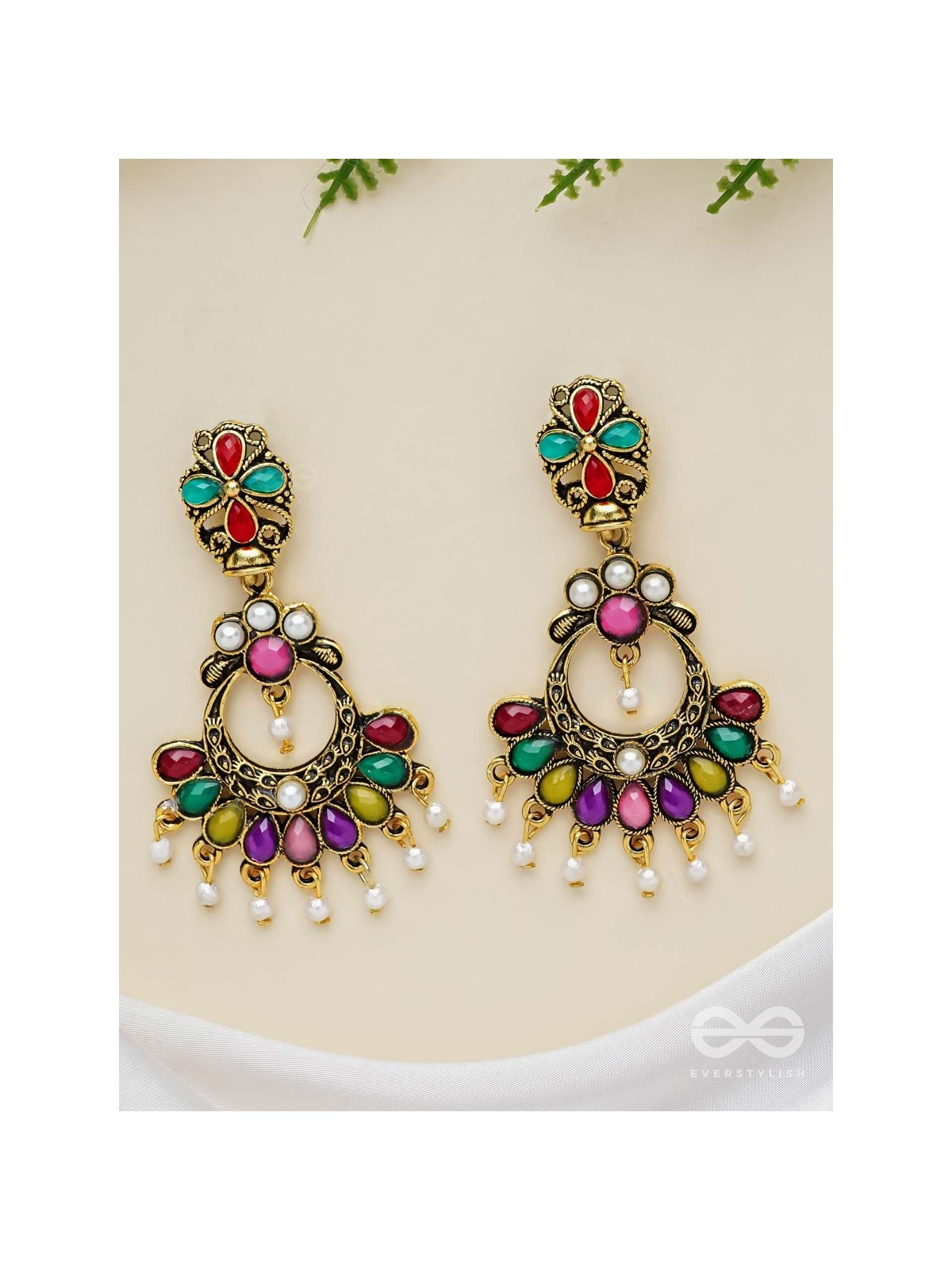The Embellished Glamour - Golden Statement Earrings