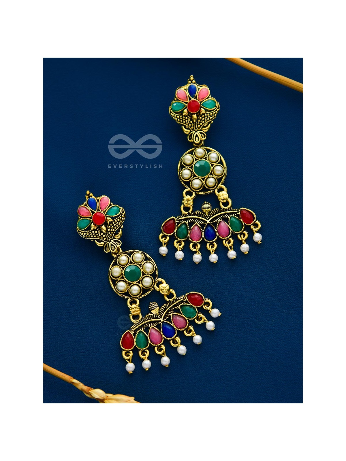 The Embellished Ecstasy - Golden Statement Earrings