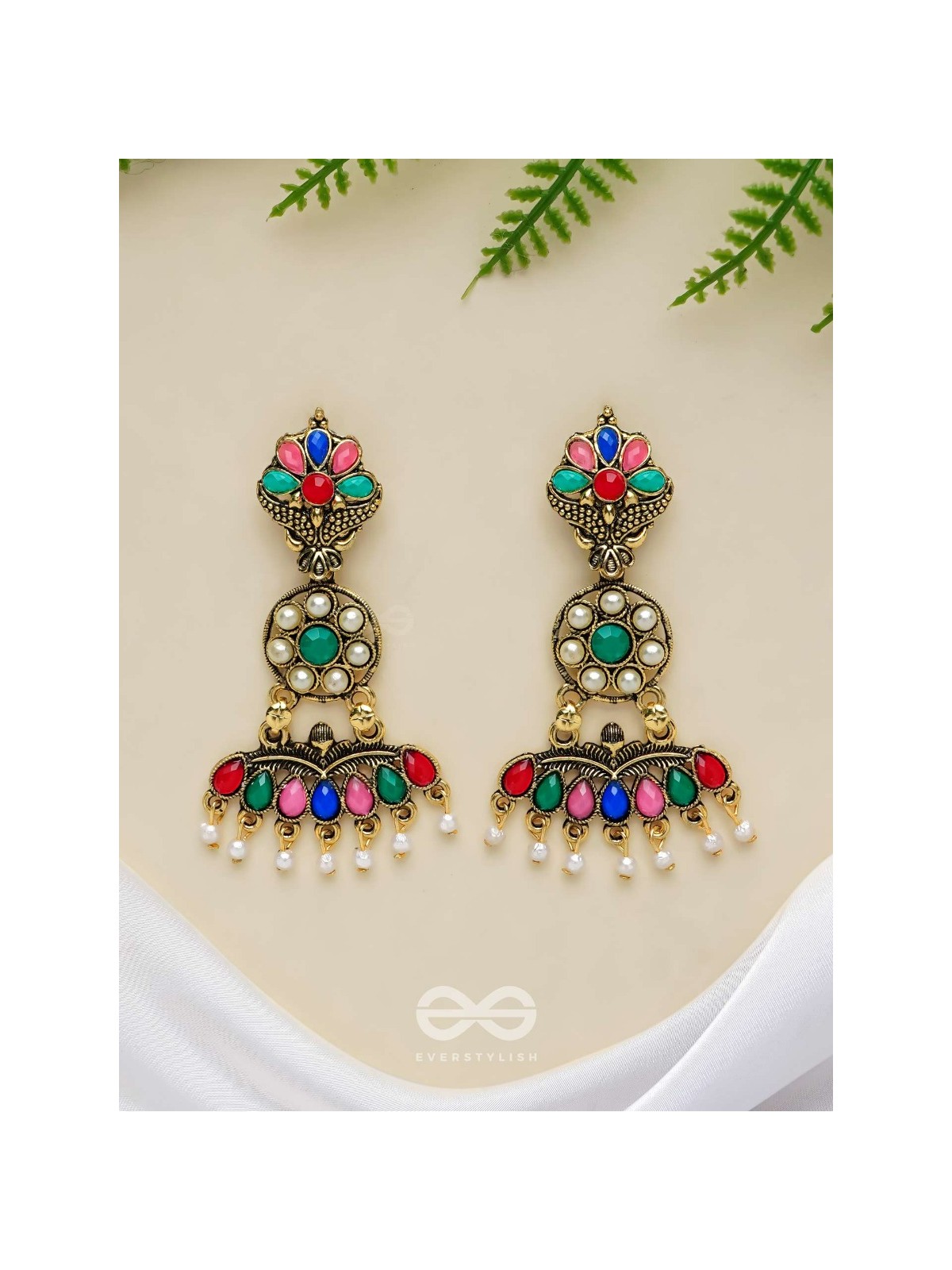 The Embellished Ecstasy - Golden Statement Earrings