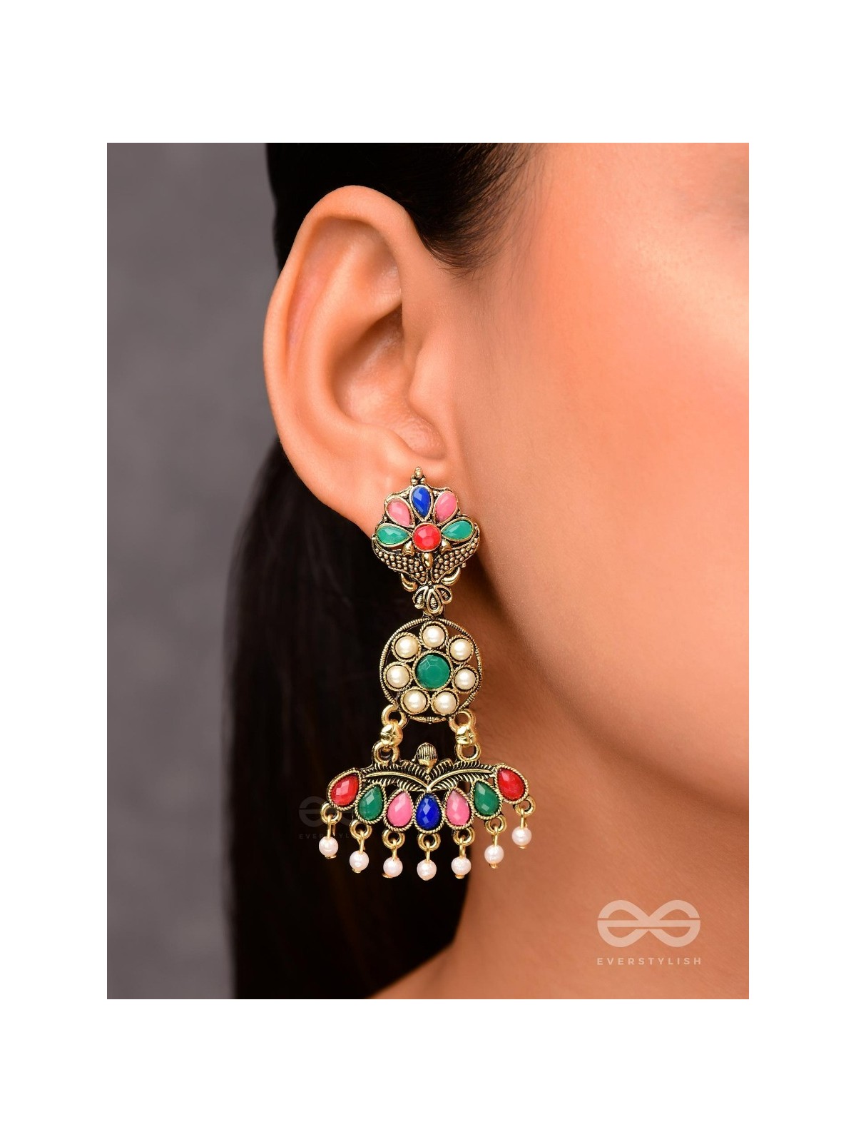 The Embellished Ecstasy - Golden Statement Earrings