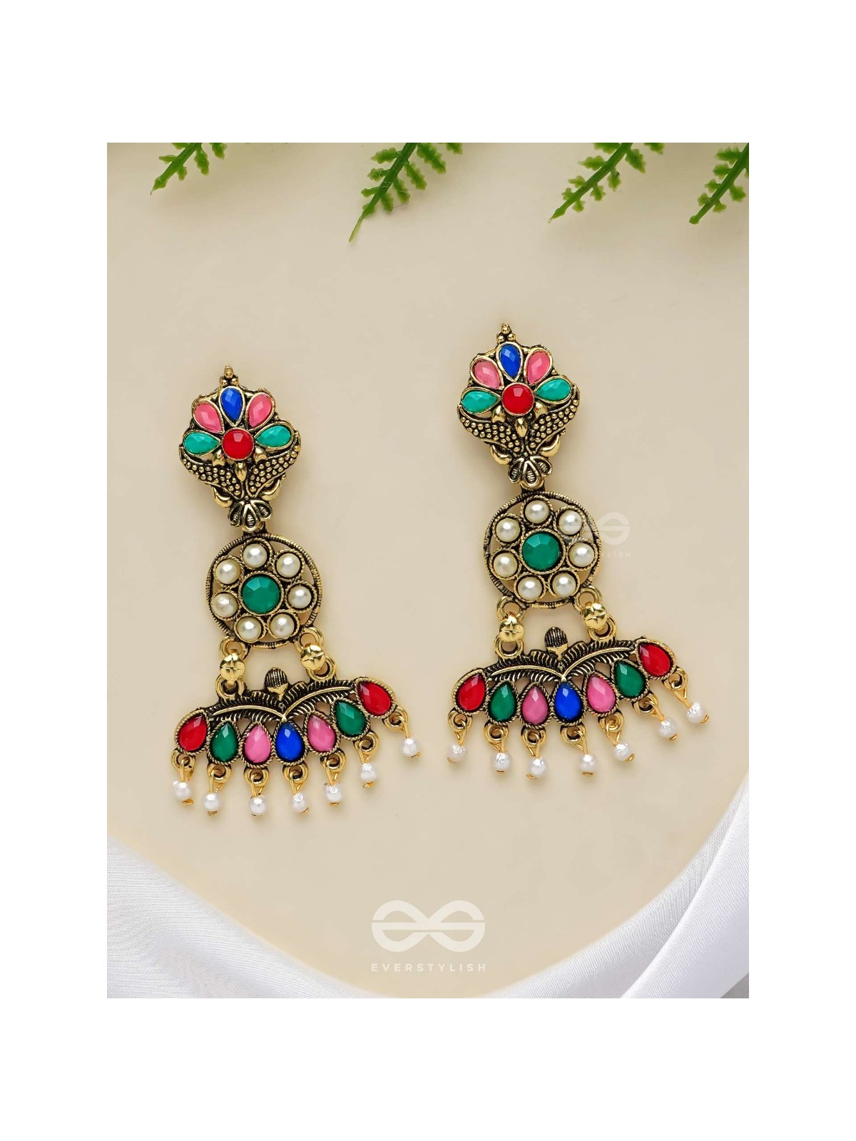 The Embellished Ecstasy - Golden Statement Earrings