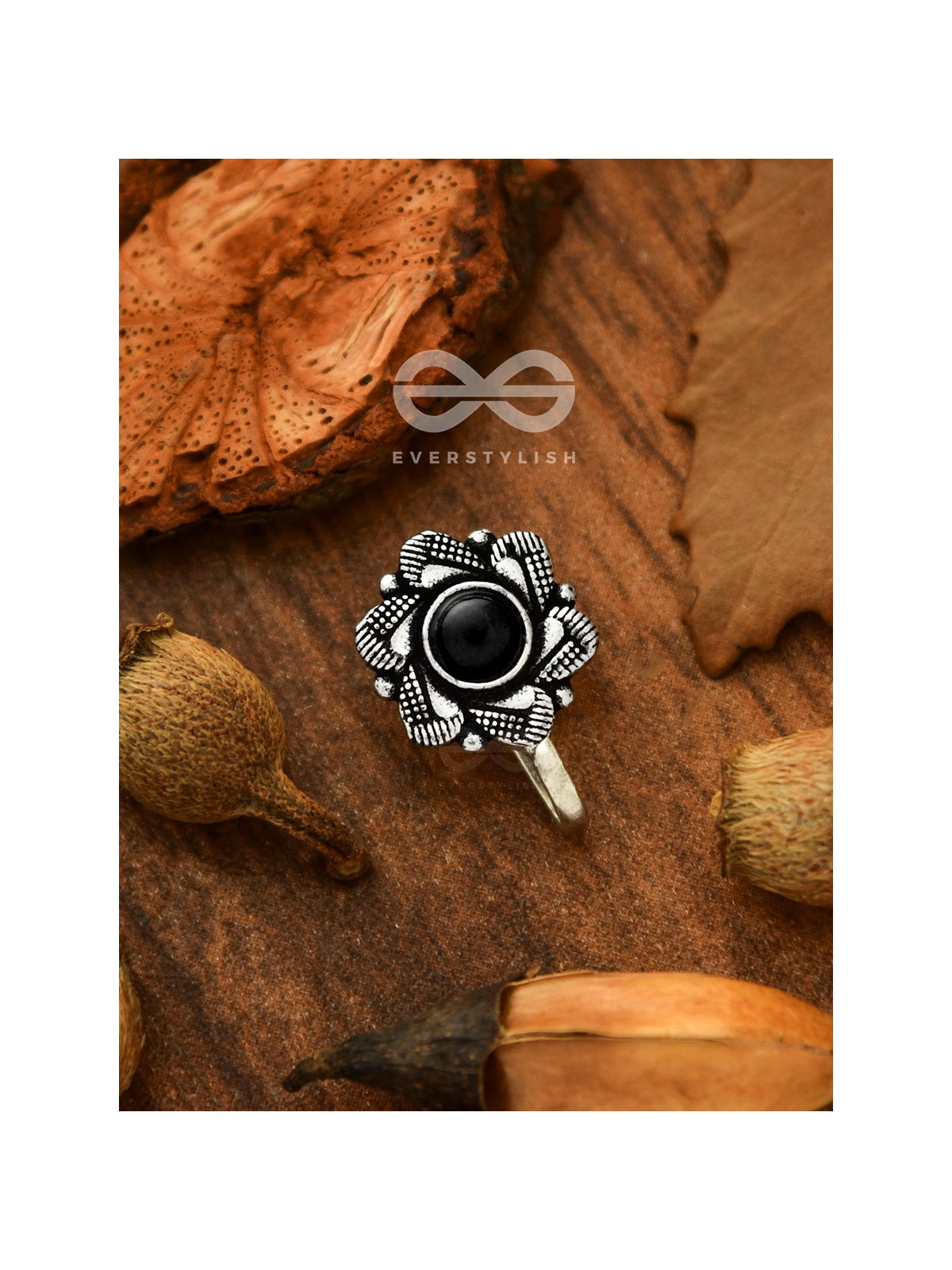 The Aztec Florals - Non-pierced Statement Nosepin (Onyx Black)