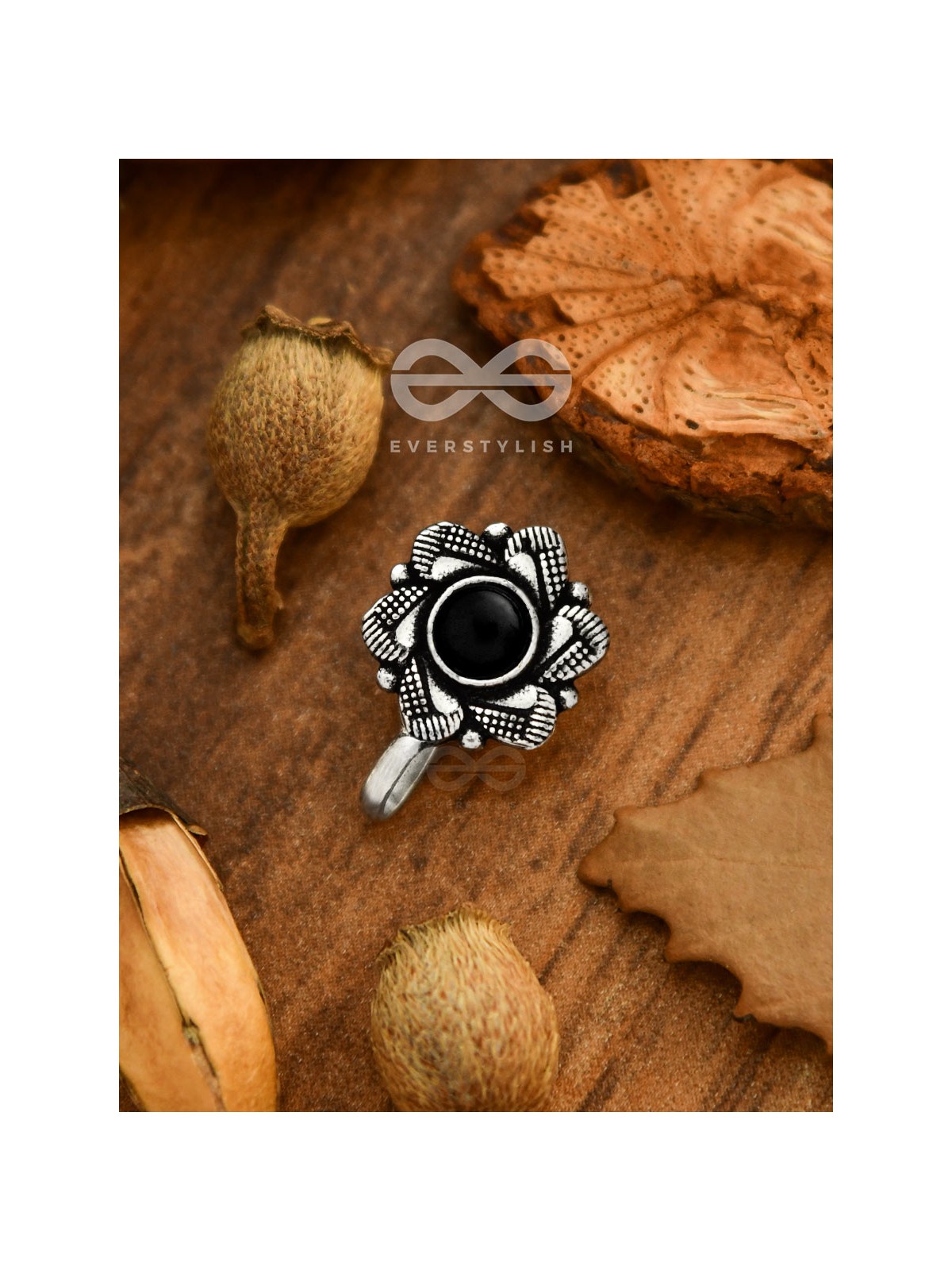 The Aztec Florals - Non-pierced Statement Nosepin (Onyx Black)