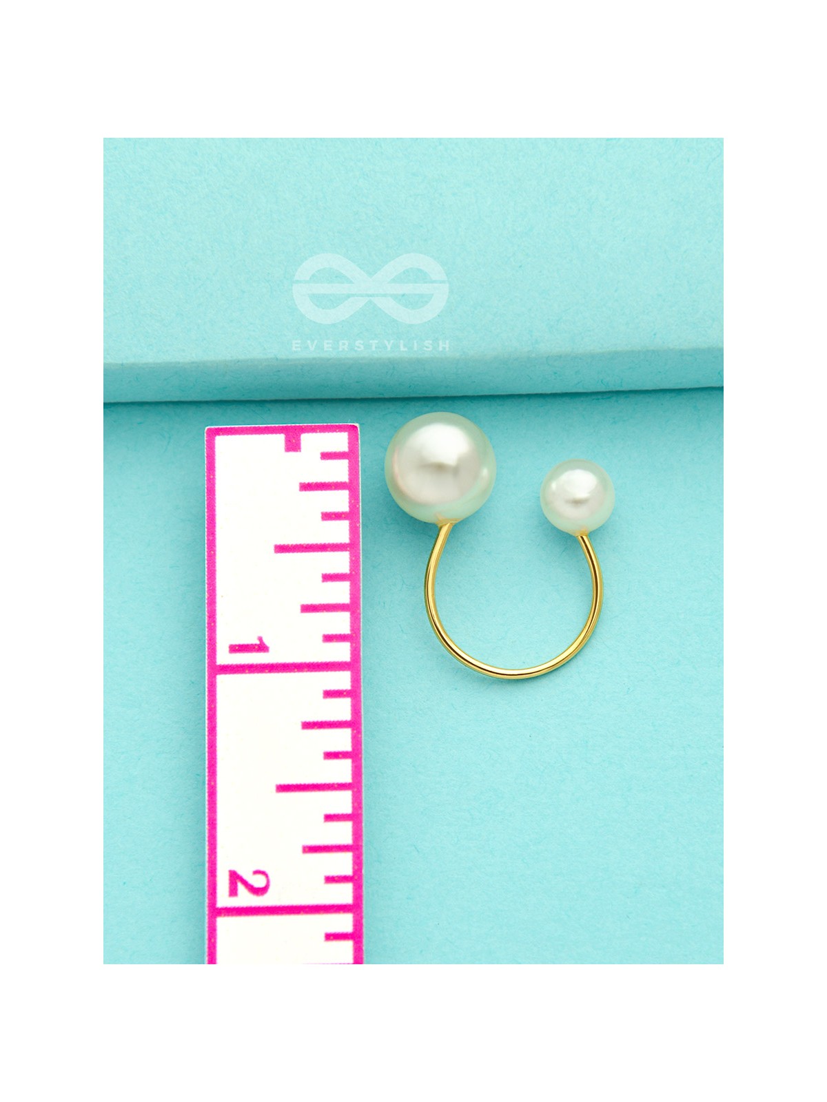 Precarious Pair Of Pearls - Statement Golden Ring