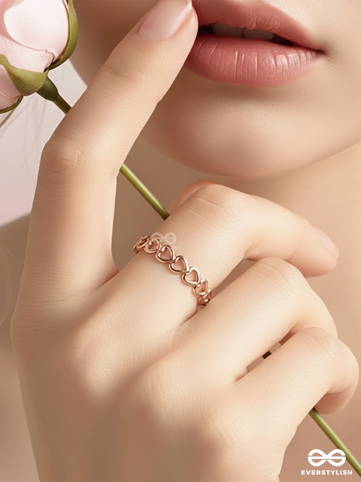 Hearts Wrapped Around My Finger - Golden Adjustable Ring
