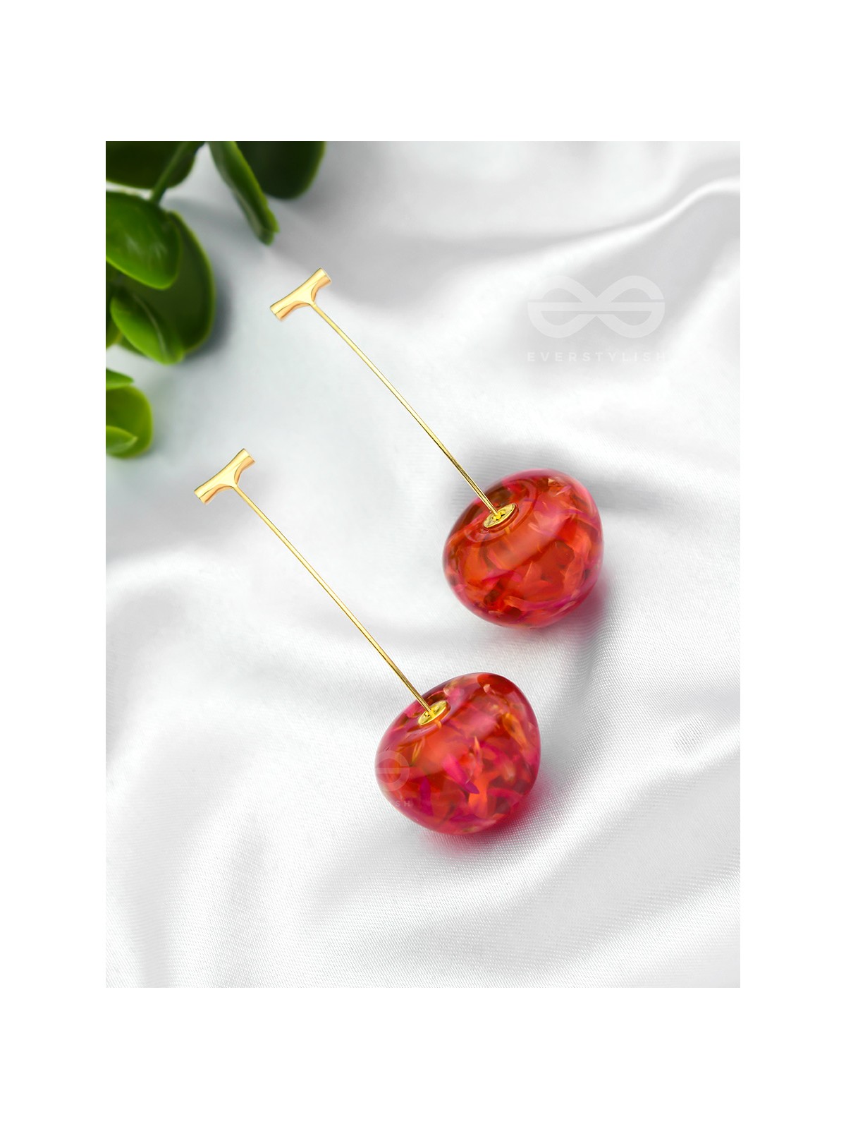 CHERRY ON TOP - Golden Dangler EARRINGS