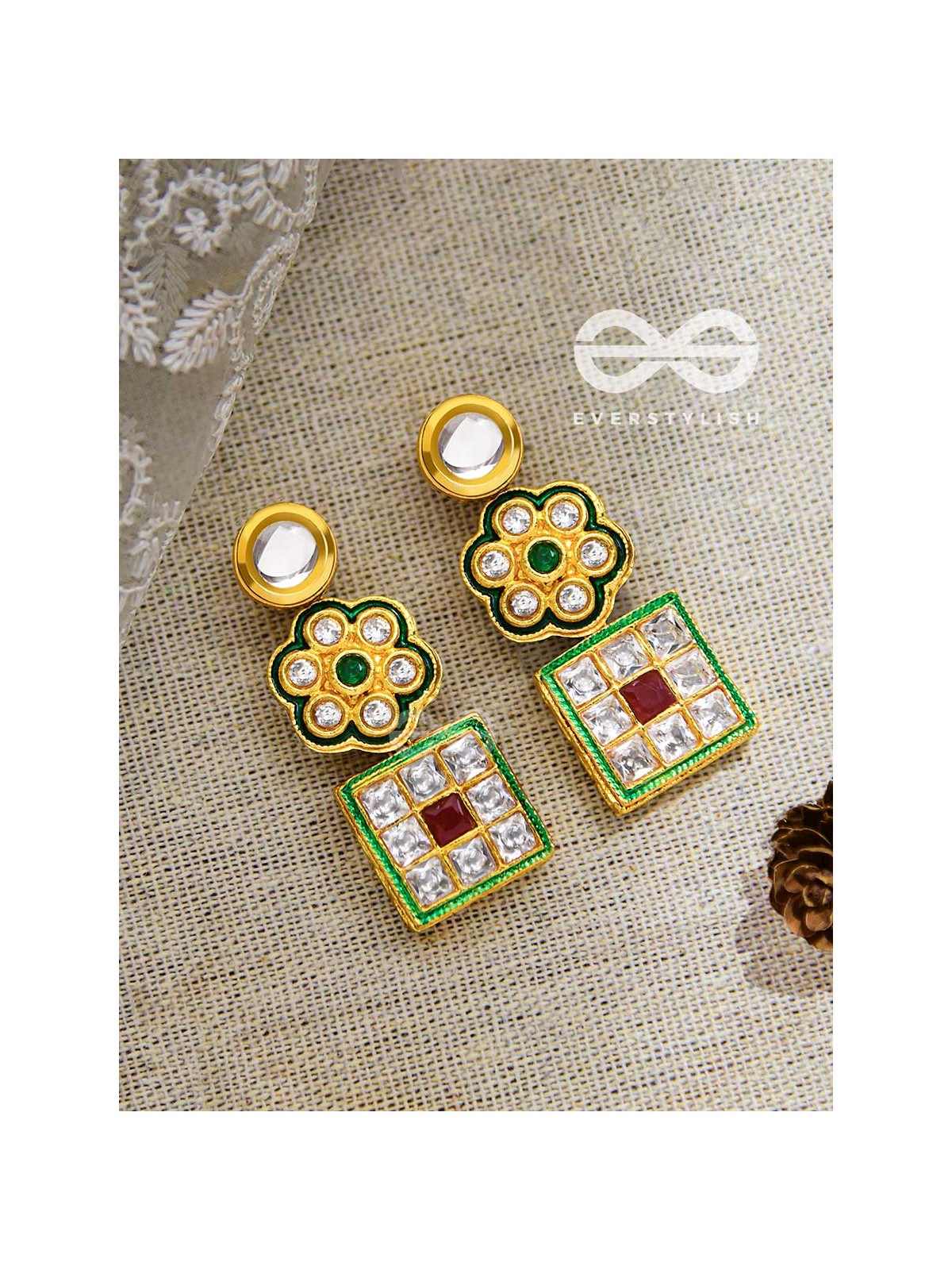 The Royal Panache - Statement Golden Set of Neckpiece and Earrings