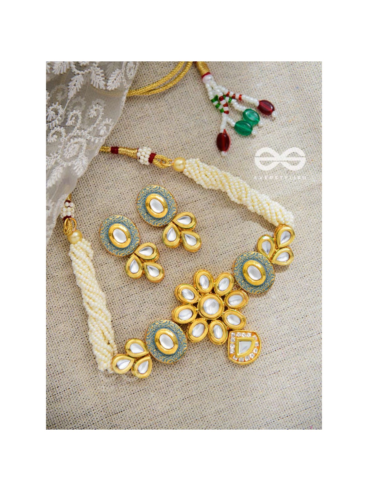 The Royal Elegance - Statement Golden Set of Neckpiece and Earrings