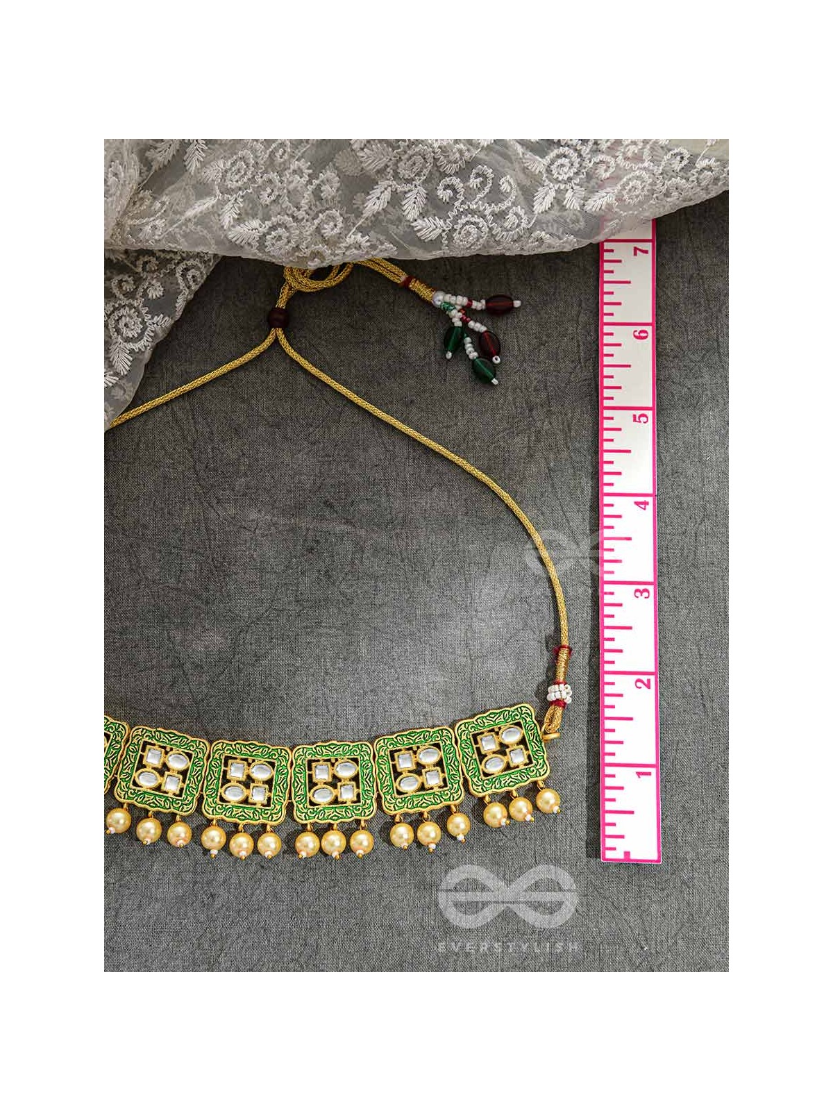 The Windows of Opulence - Set of Statement Choker and Earrings( INDIA GREEN)