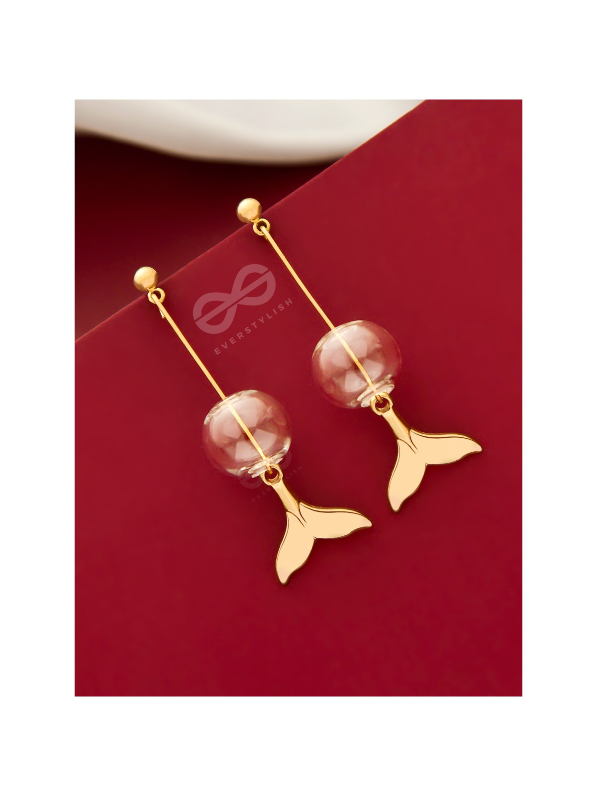 Princess of the Oceans - Golden Mermaid Tail Dangler Earrings