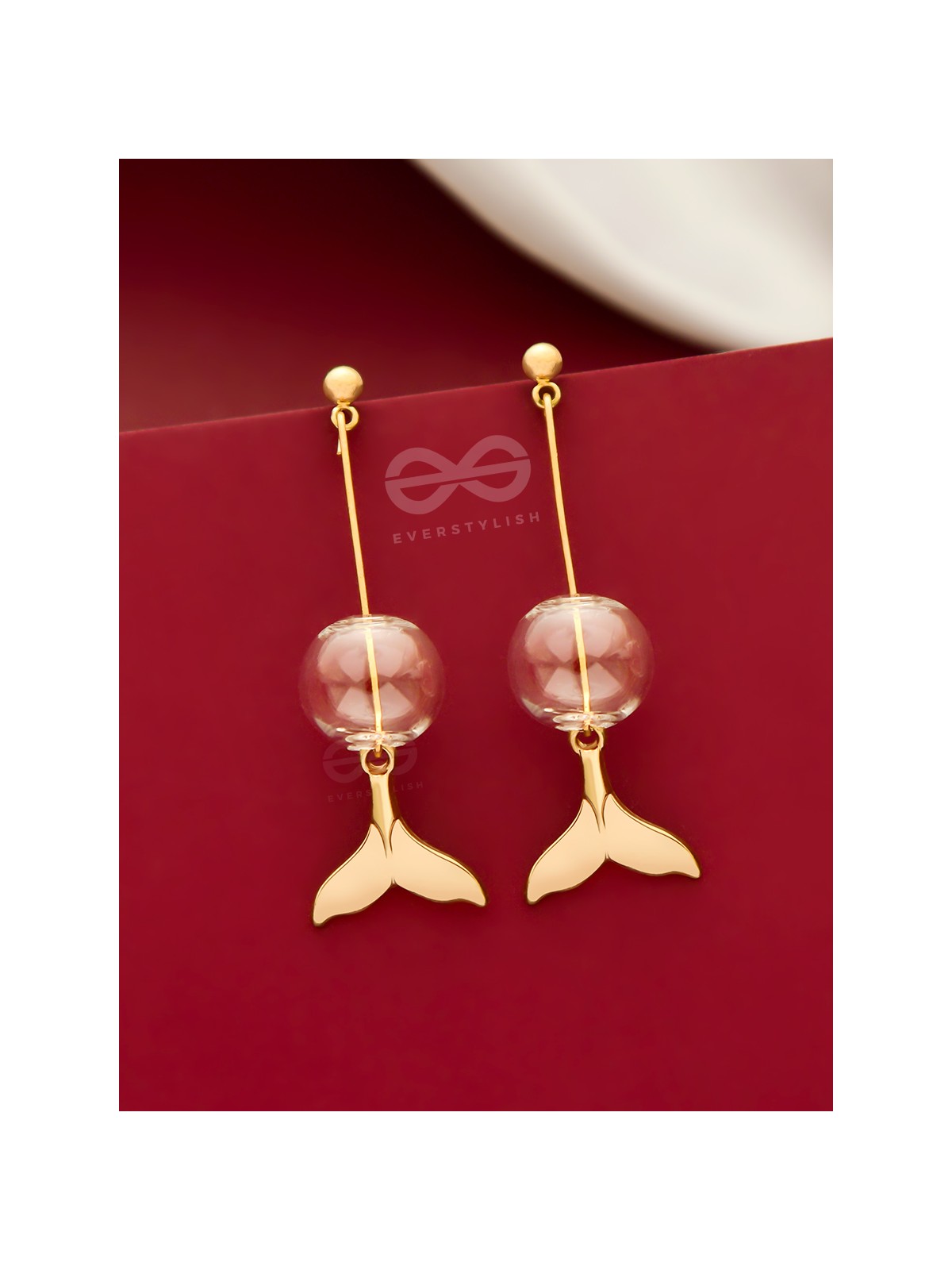 Princess of the Oceans - Golden Mermaid Tail Dangler Earrings