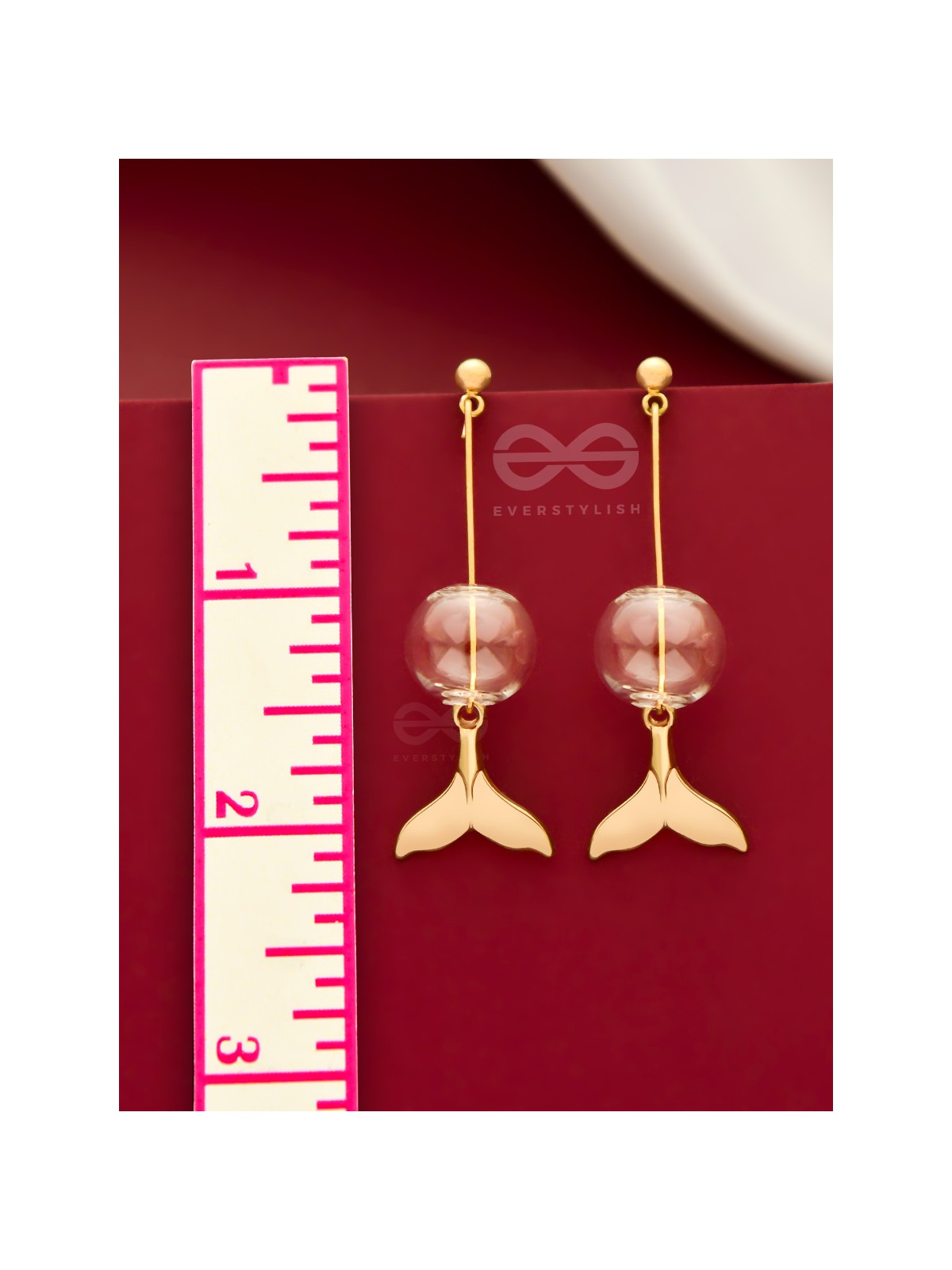 Princess of the Oceans - Golden Mermaid Tail Dangler Earrings