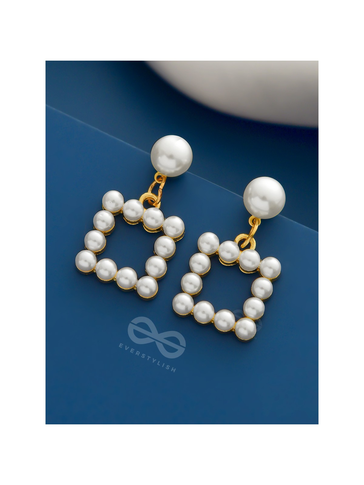 A Pearly Geometry - Golden Statement Earrings