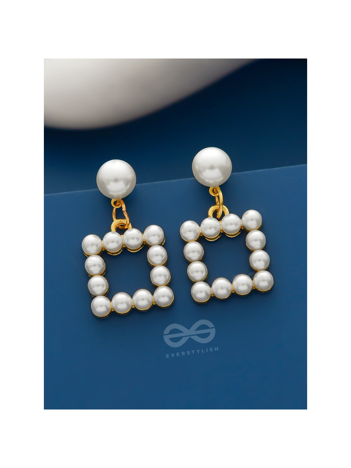 A Pearly Geometry - Golden Statement Earrings