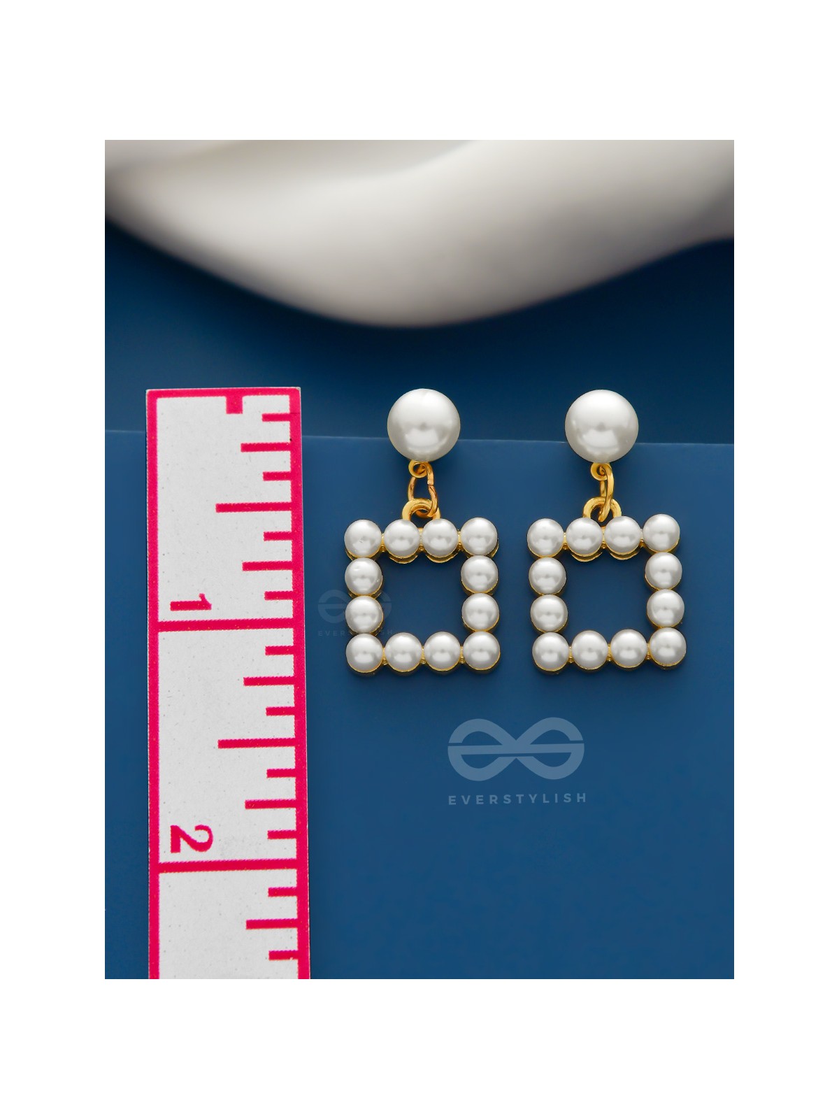 A Pearly Geometry - Golden Statement Earrings