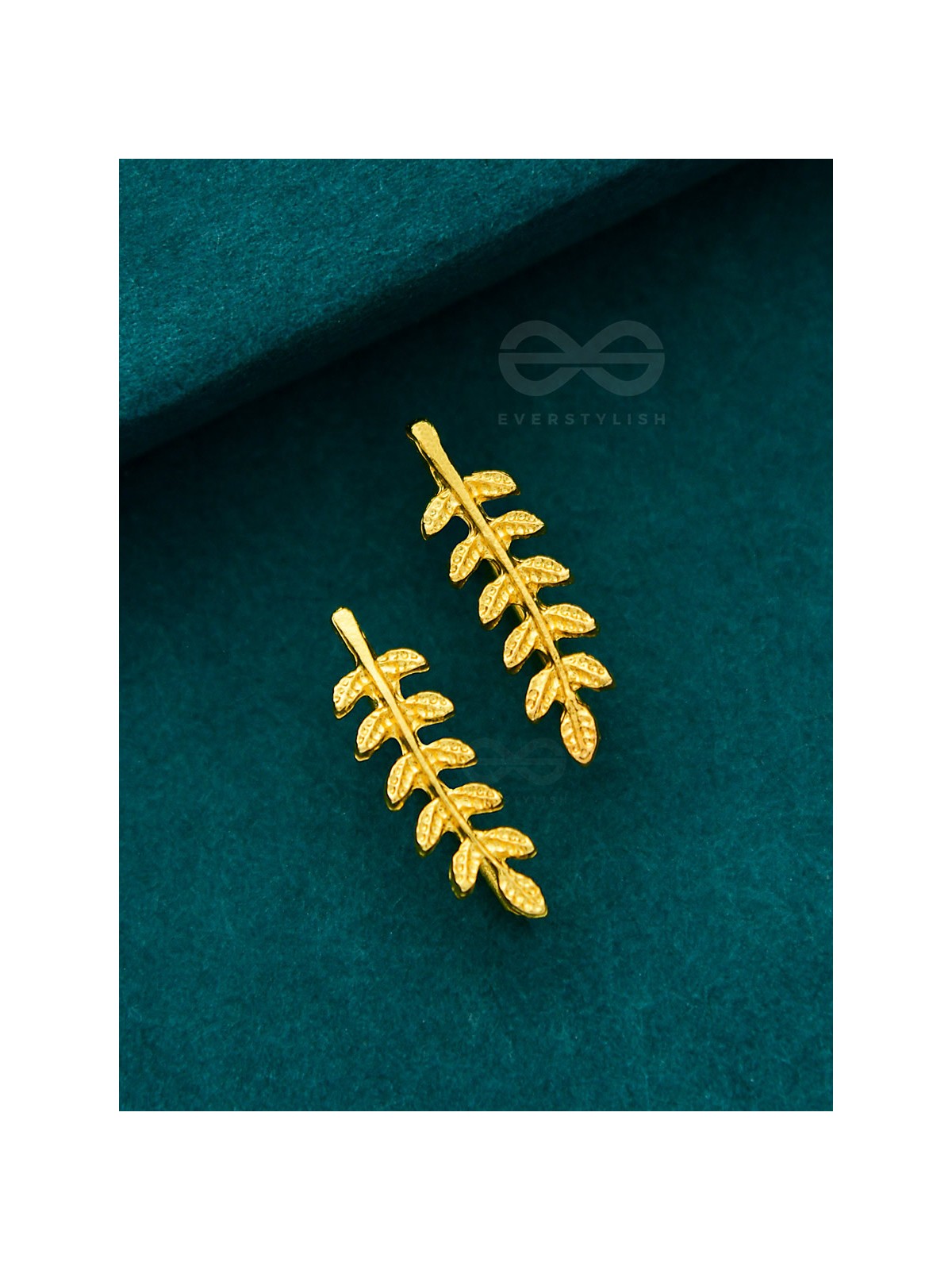 Nature on my Ears - Golden Leaf Stud Earrings
