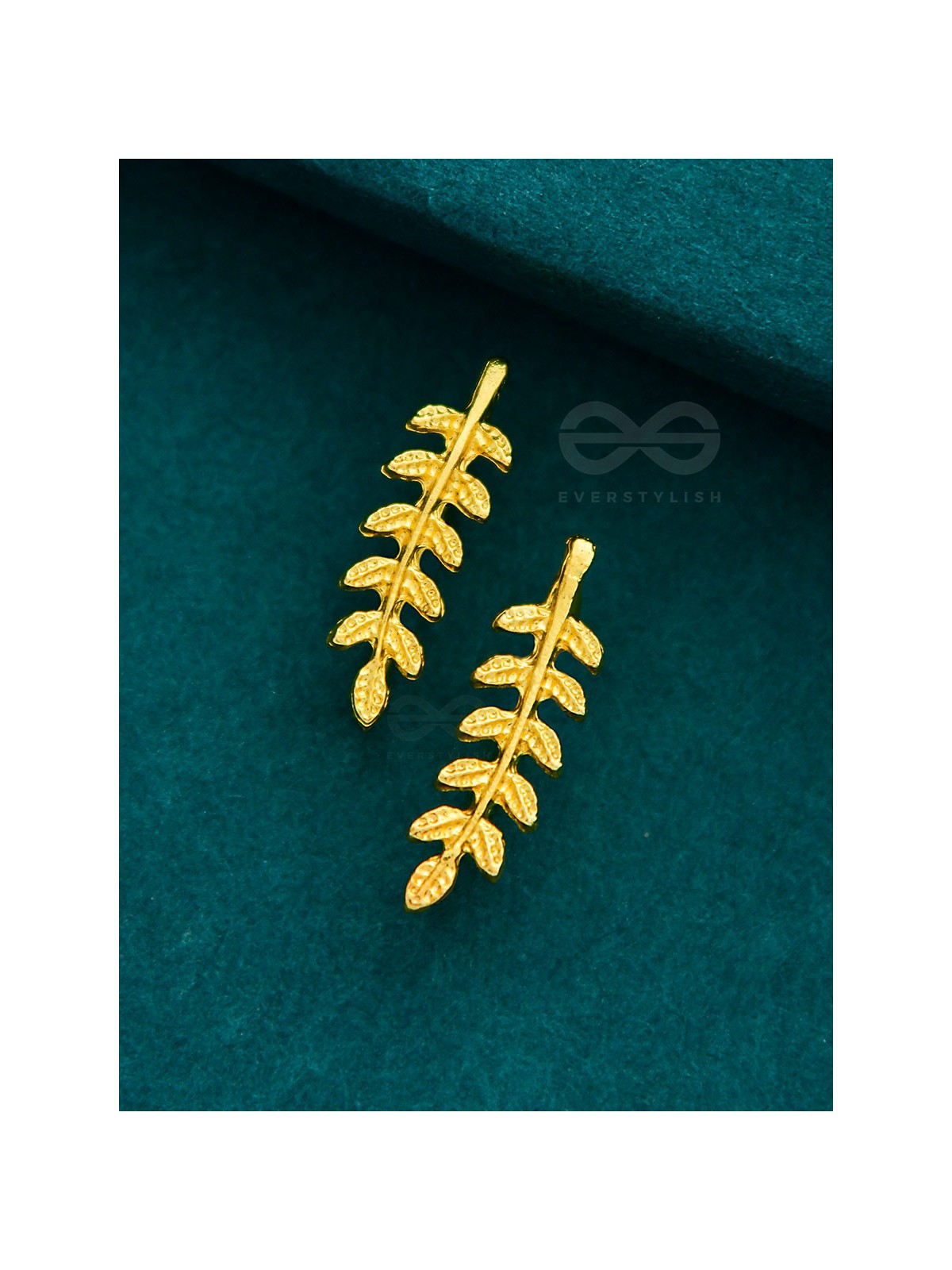 Nature on my Ears - Golden Leaf Stud Earrings