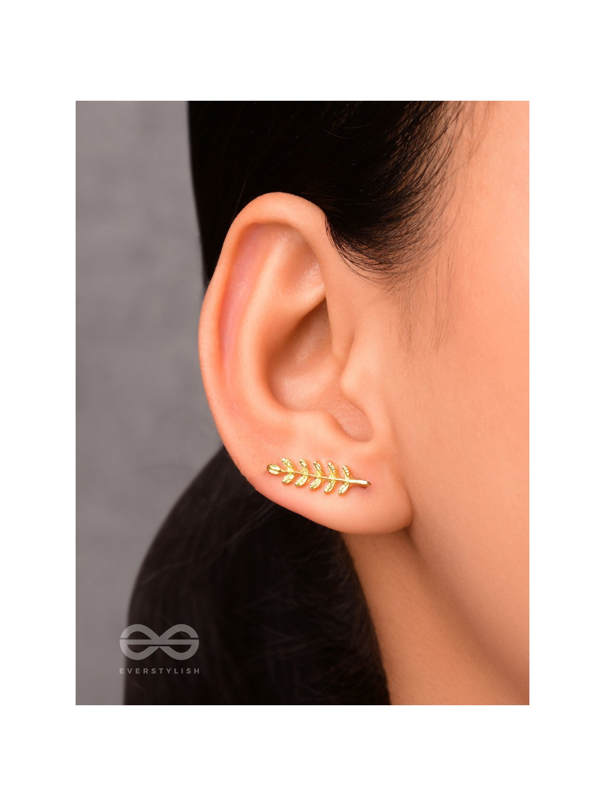 Nature on my Ears - Golden Leaf Stud Earrings