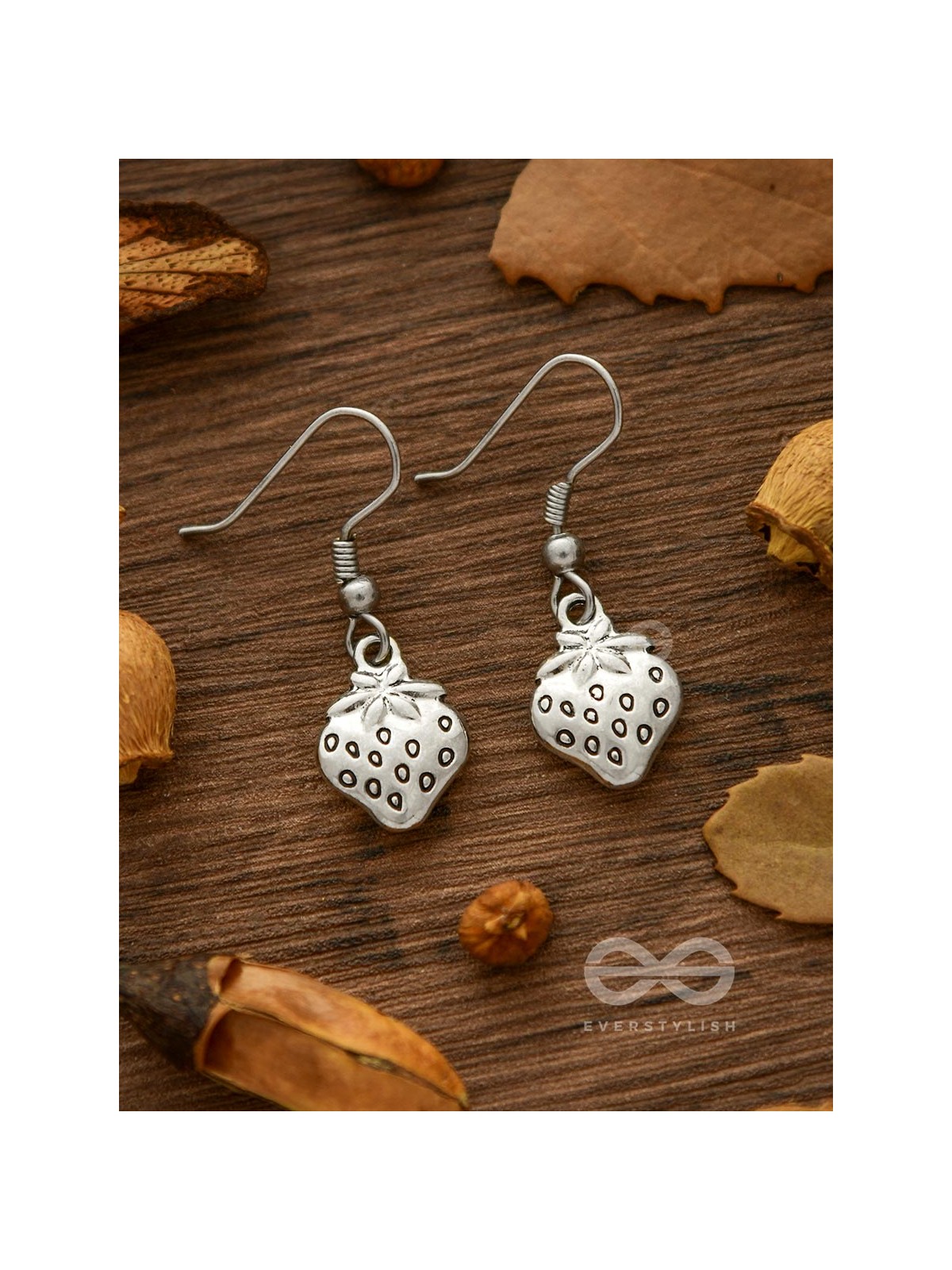 Very Berry Oxidised Danglers - Tiny Trinket Earrings