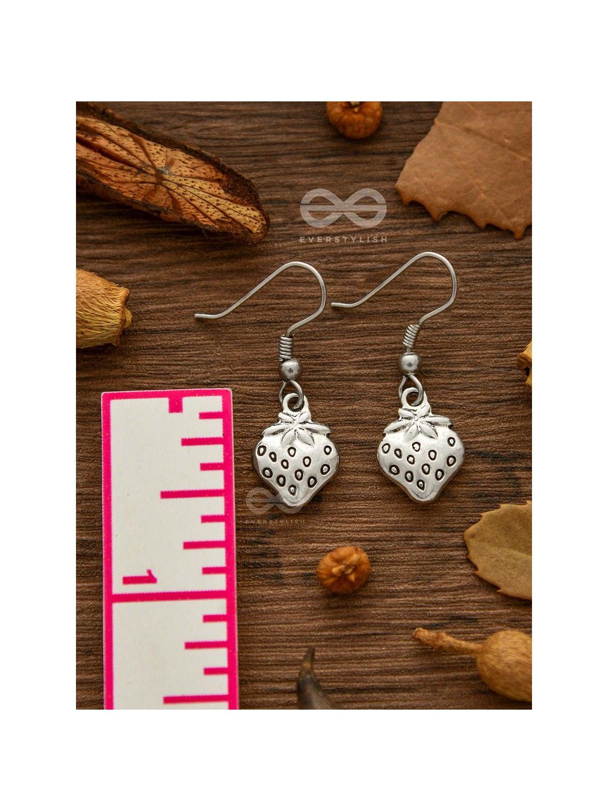 Very Berry Oxidised Danglers - Tiny Trinket Earrings