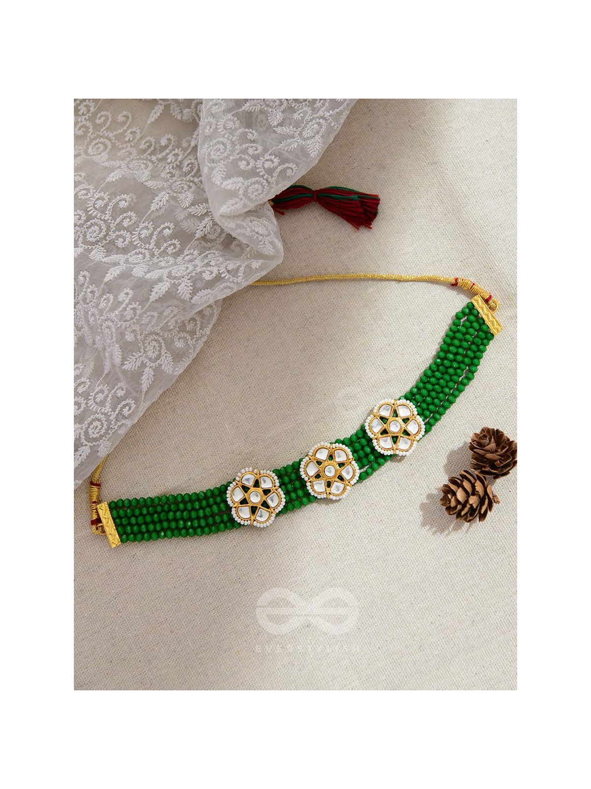 The Classy Elegance - Set of Statement Choker and Studs (Emerald Green)