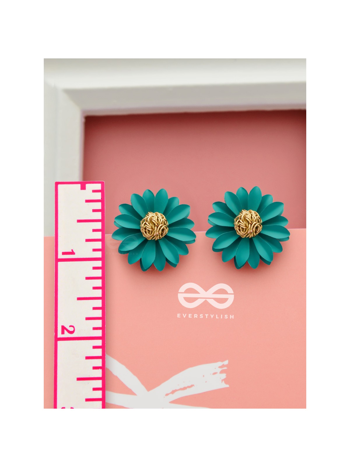 BLOOMING BLOSSOMS - Statement Stud Earrings (Teal)