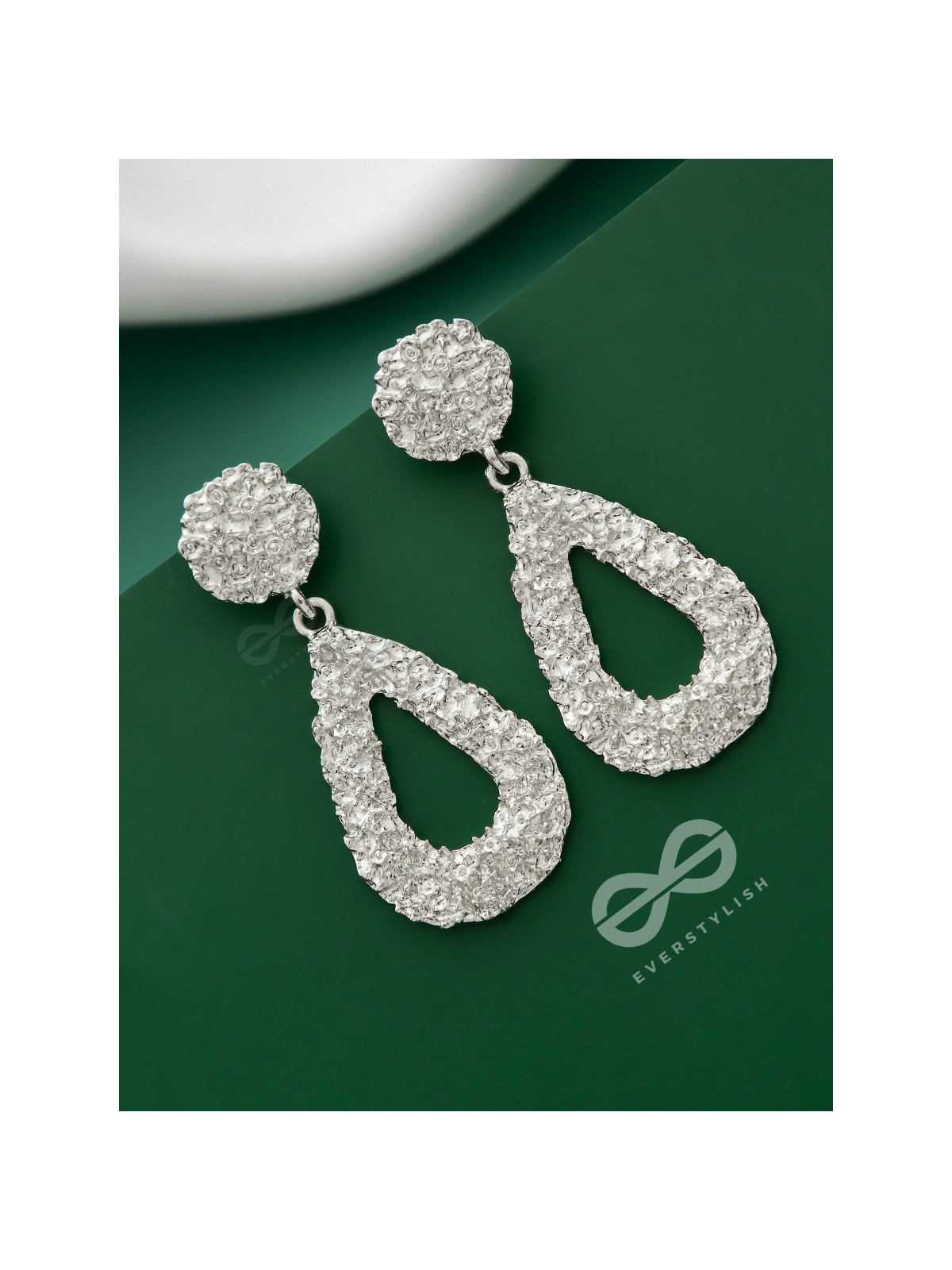 The Shimmery Tear Drops - Silver Statement Earrings