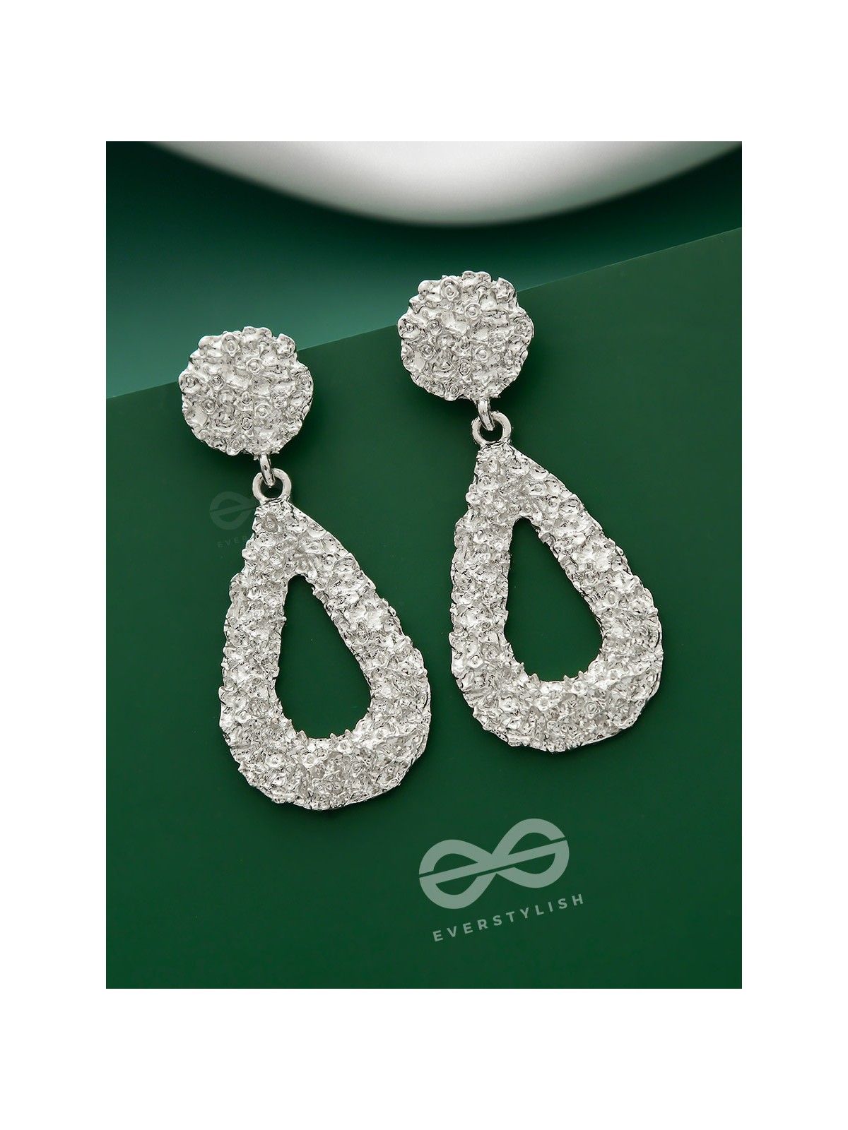 The Shimmery Tear Drops - Silver Statement Earrings