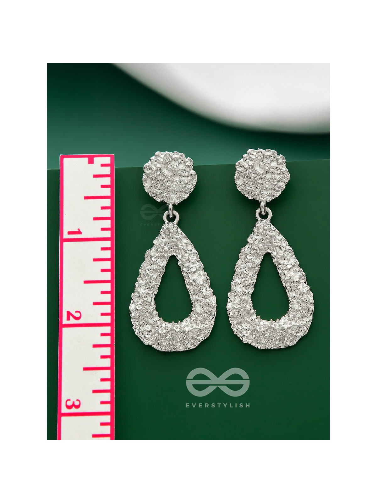 The Shimmery Tear Drops - Silver Statement Earrings