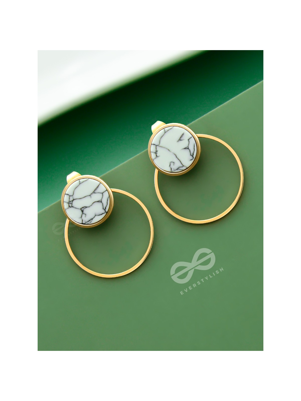 A Marbellous Geometry - Golden Statement Stud Earrings