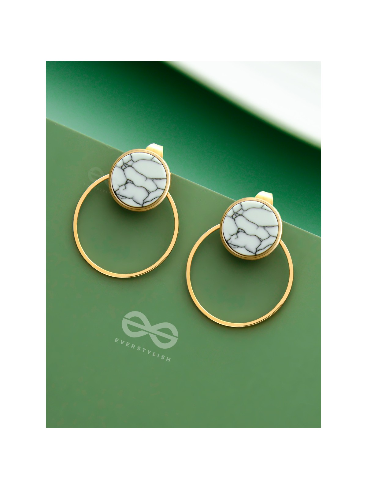A Marbellous Geometry - Golden Statement Stud Earrings