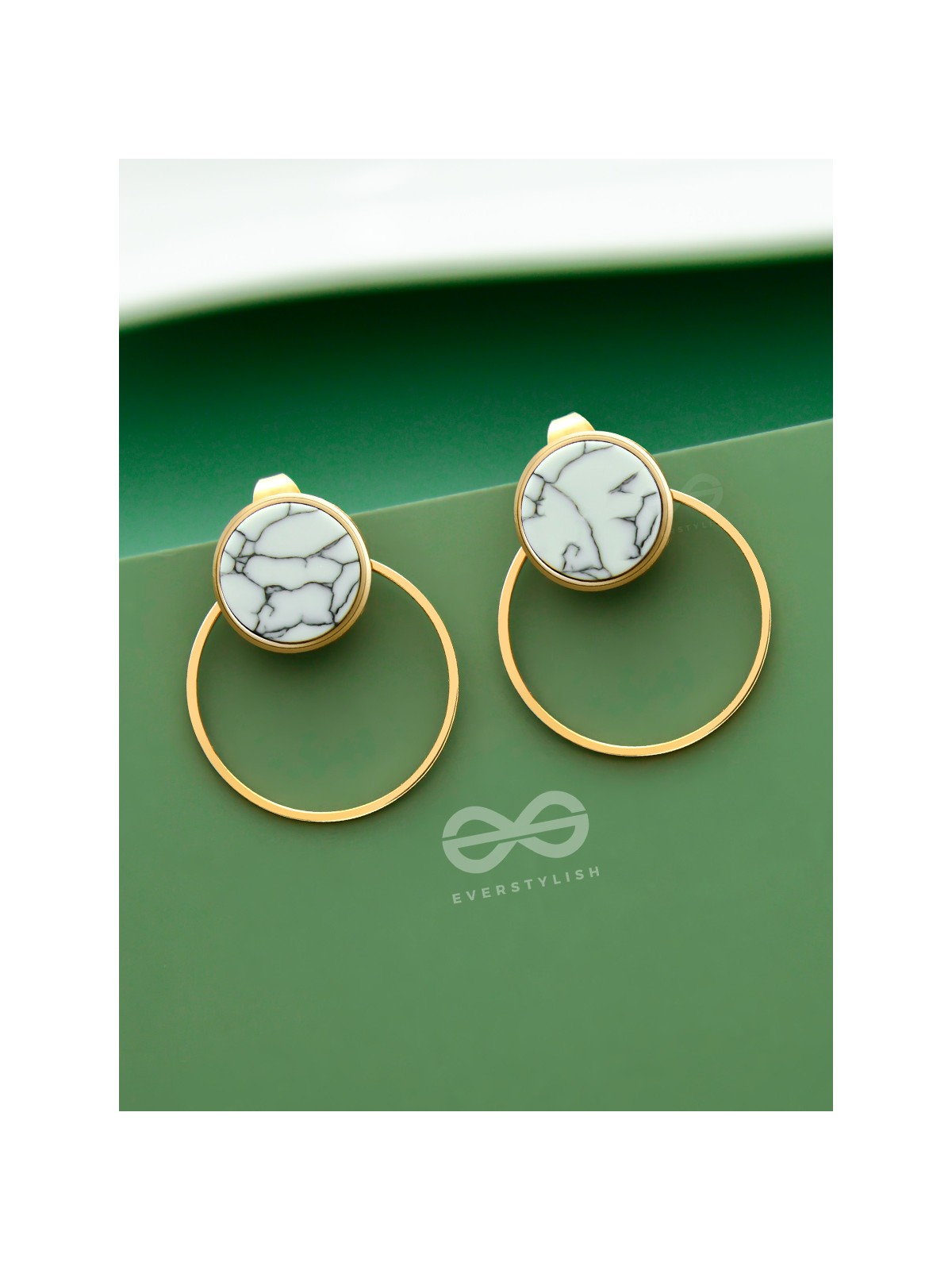 A Marbellous Geometry - Golden Statement Stud Earrings