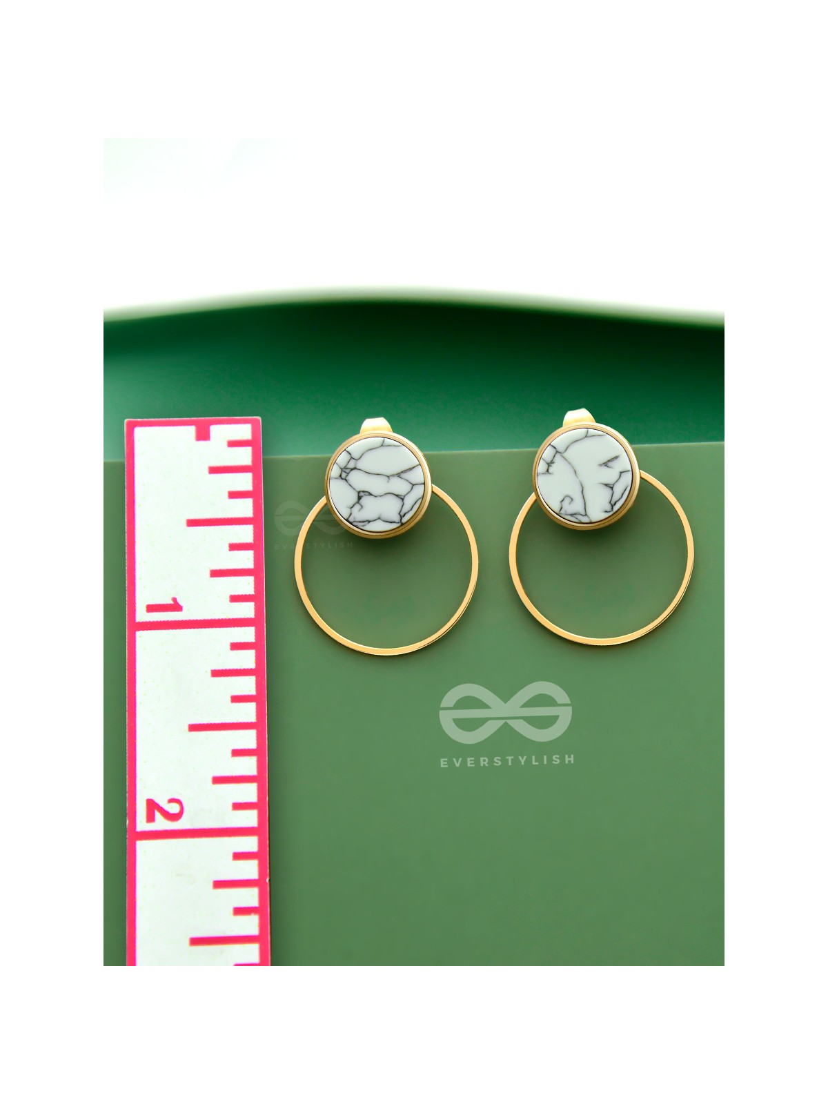 A Marbellous Geometry - Golden Statement Stud Earrings
