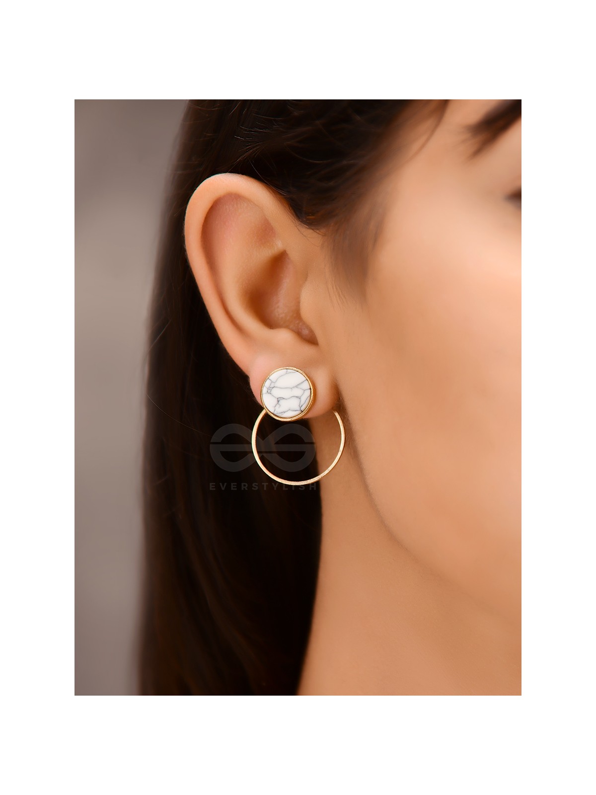 A Marbellous Geometry - Golden Statement Stud Earrings