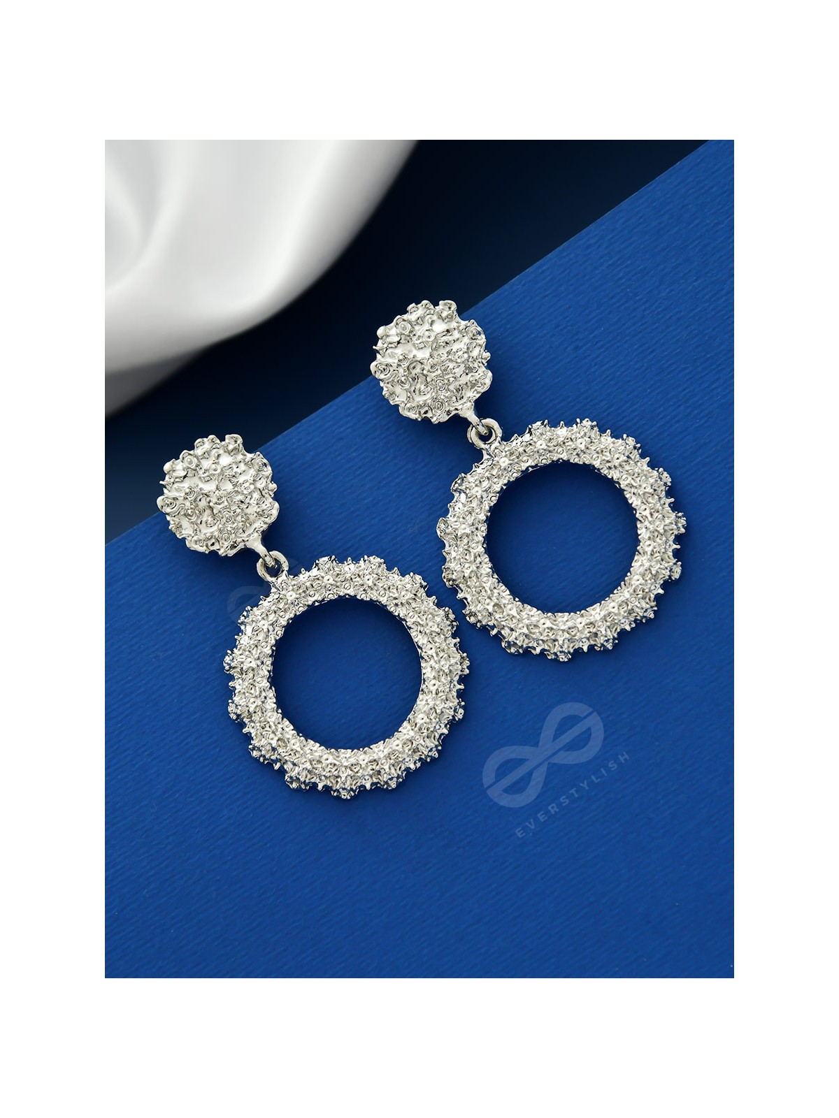 SHIMMERING SOLAR FLARES - SILVER STATEMENT EARRINGS