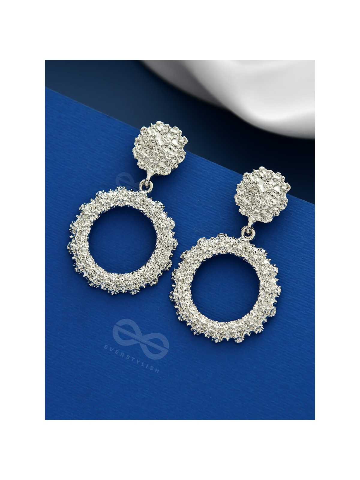 SHIMMERING SOLAR FLARES - SILVER STATEMENT EARRINGS