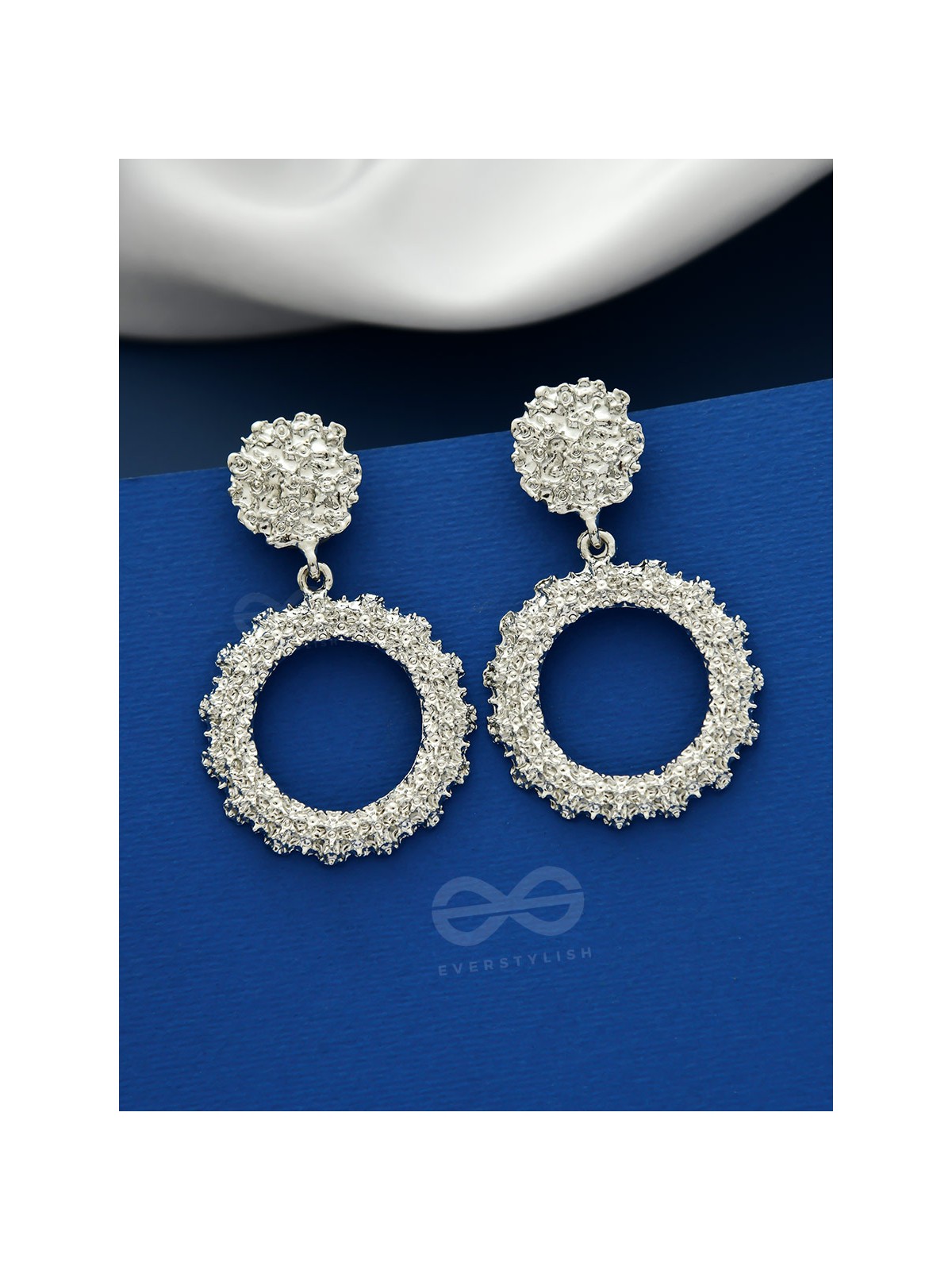 SHIMMERING SOLAR FLARES - SILVER STATEMENT EARRINGS