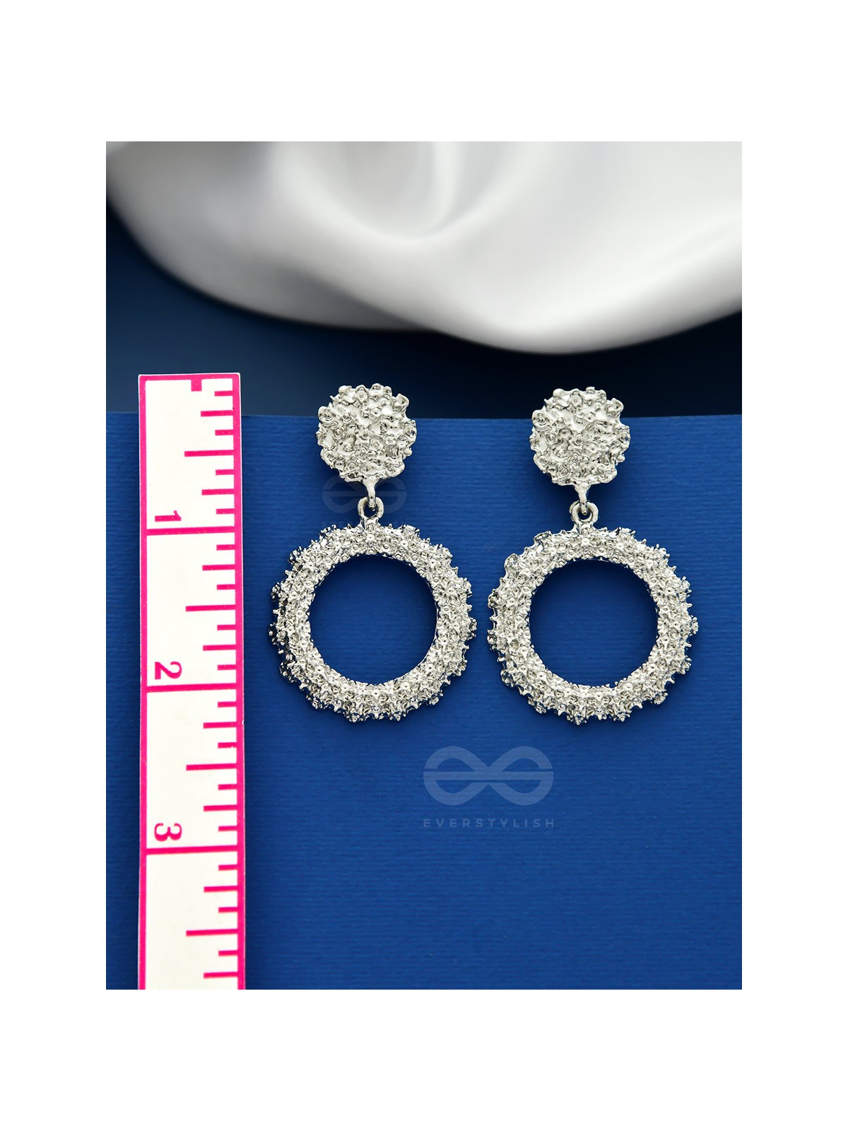 SHIMMERING SOLAR FLARES - SILVER STATEMENT EARRINGS