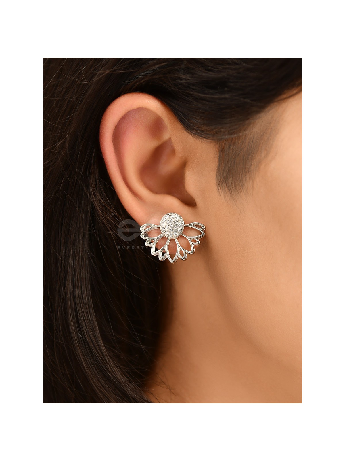 The Floral Shimmer - Elegance Silver Earrings